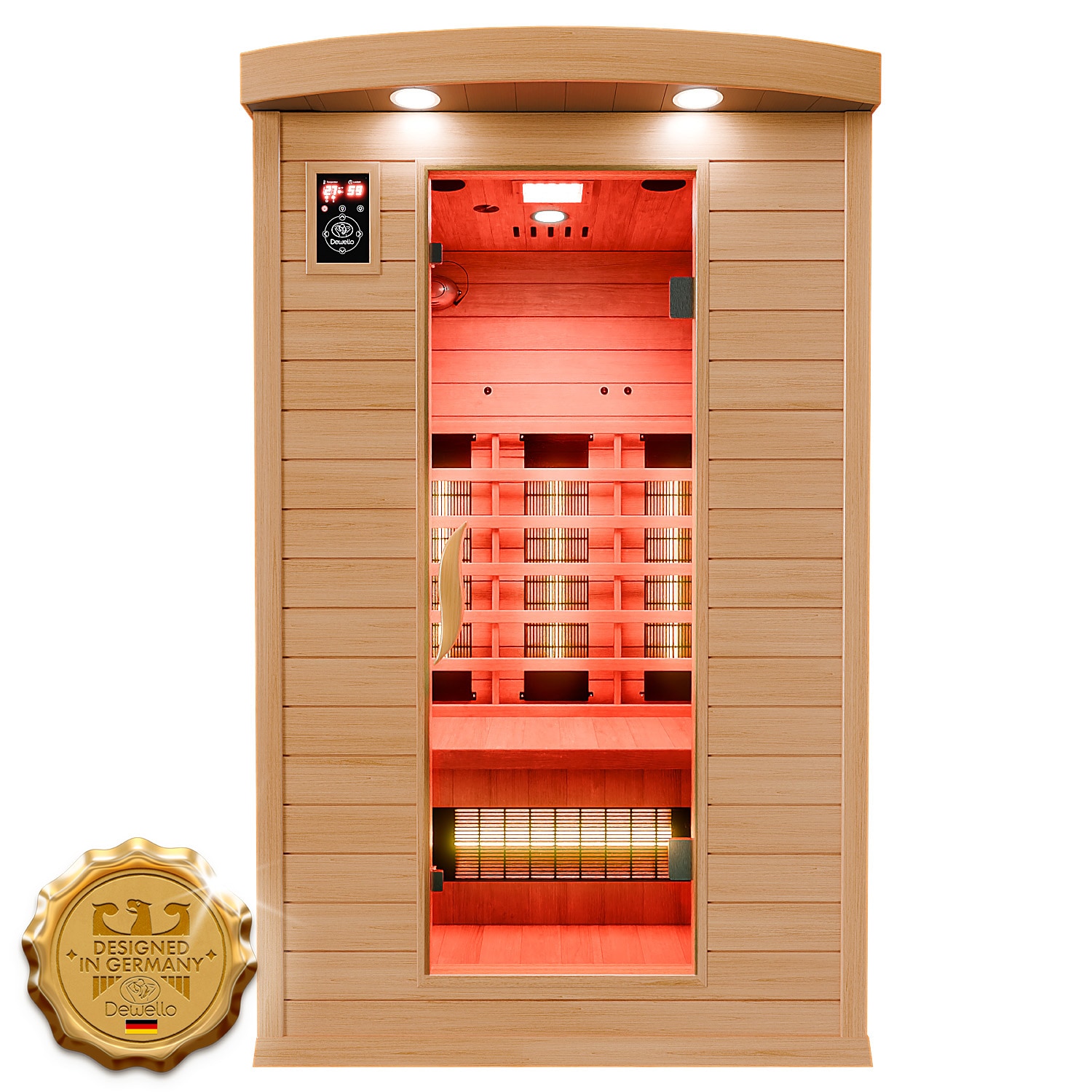Dewello&reg; Infrarotkabine Infrarotsauna HYDER 115cm x 105cm inkl. 6 Vollspektrumstrahler, Radio, Farblicht, 2 Personen,LED - Bild 1