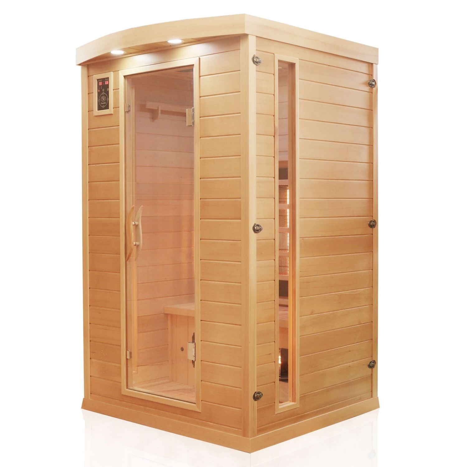 Dewello® Infrarotkabine Infrarotsauna HYDER 115cm x 105cm inkl. 6 Vollspektrumstrahler, Radio, Farblicht, 2 Personen,LED | 04251575100817