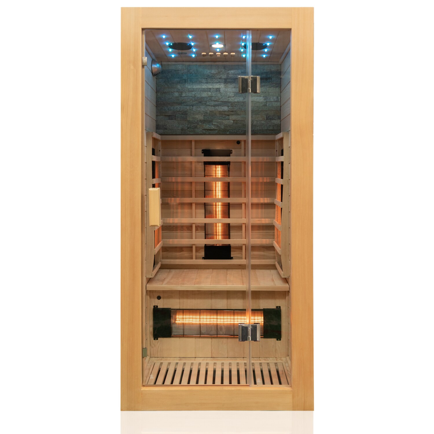 Dewello® Infrarotkabine Infrarotsauna MILTON 90cm x 90cm inkl. 4 Vollspektrumstrahler, Bodenstrahler, 1 Person, LED