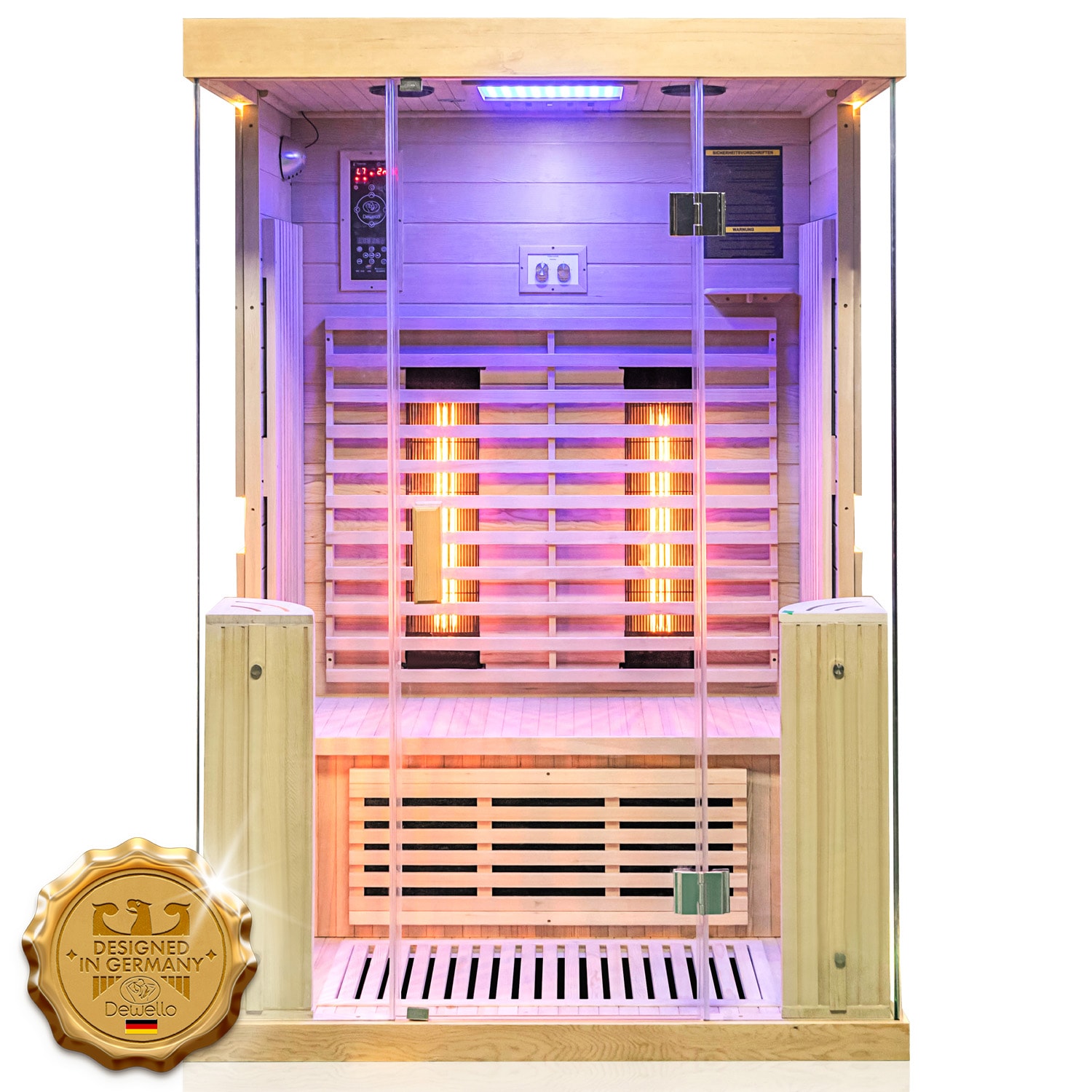 Dewello&reg; Infrarotkabine Infrarotsauna KINGSTON 130cm x 105cm inkl. 4 Vollspektrumstrahler, 2 Karbonstrahler, 2 Personen - Bild 1