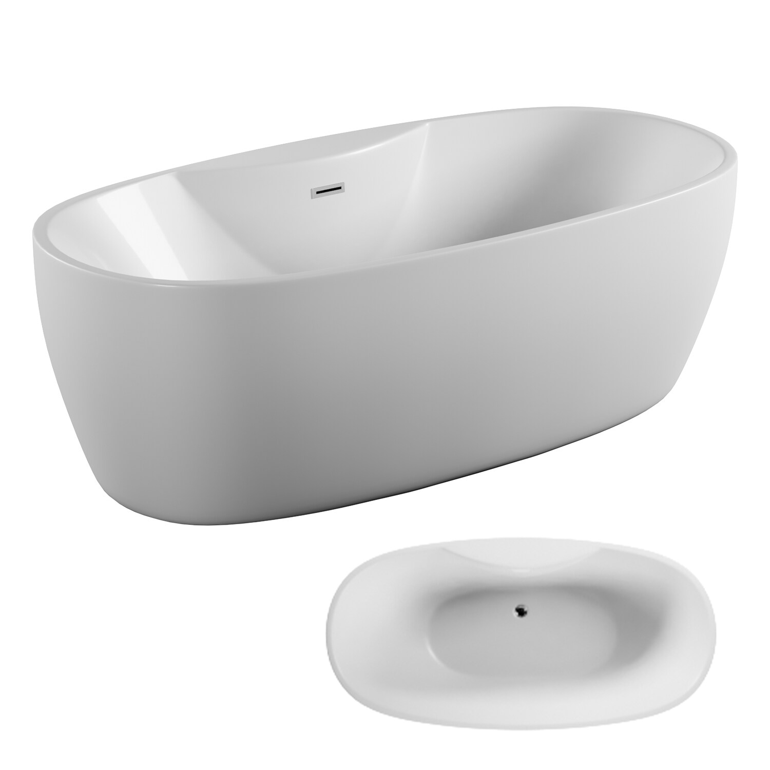 TroniTechnik® Freistehende Badewanne ANAFI Maße ca. 170 x 80 x 58cm Wanne – Füllmenge 195 Liter, aus Acryl mit Siphon | 04062048007393
