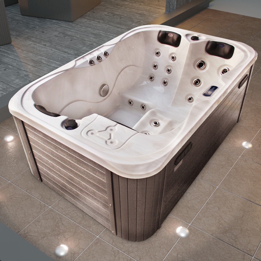 TroniTechnik&reg; Outdoor Whirlpool Spa TINO PRO mit Isolierung Wei&szlig; Silber Marmoriert  195cm x 127cm, Heizung, Hydromassage - Bild 1