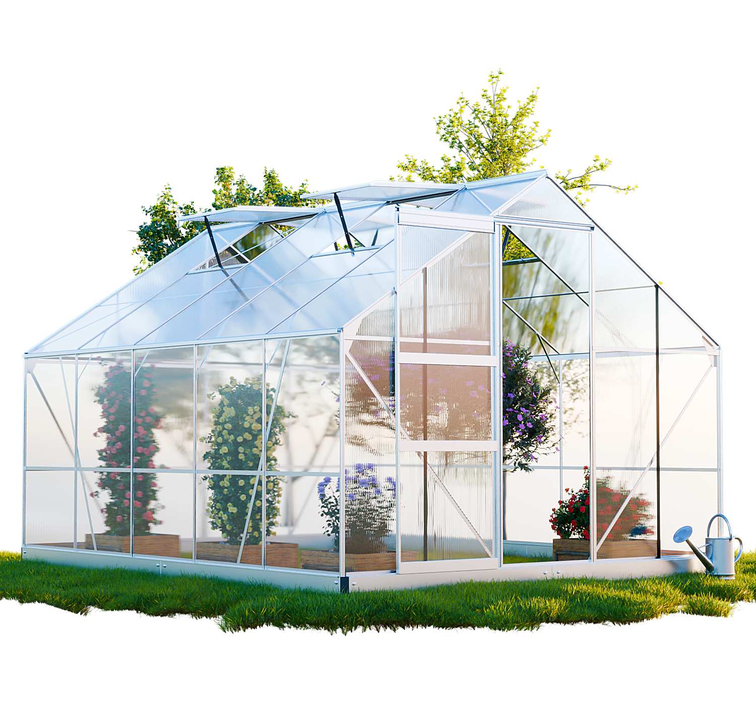 GARMIO&reg; Gew&auml;chshaus ARONA 310x250cm f&uuml;r den Garten, Alu Fr&uuml;hbeet inklusive Fundament, 4 Dachfenster Treibhaus Aufzucht - Bild 1