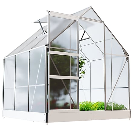 GARMIO® Gewächshaus CUNEO 190x190cm für den Garten, Alu Frühbeet inklusive Fundament, 2 Dachfenster Treibhaus Aufzucht - Bild 1