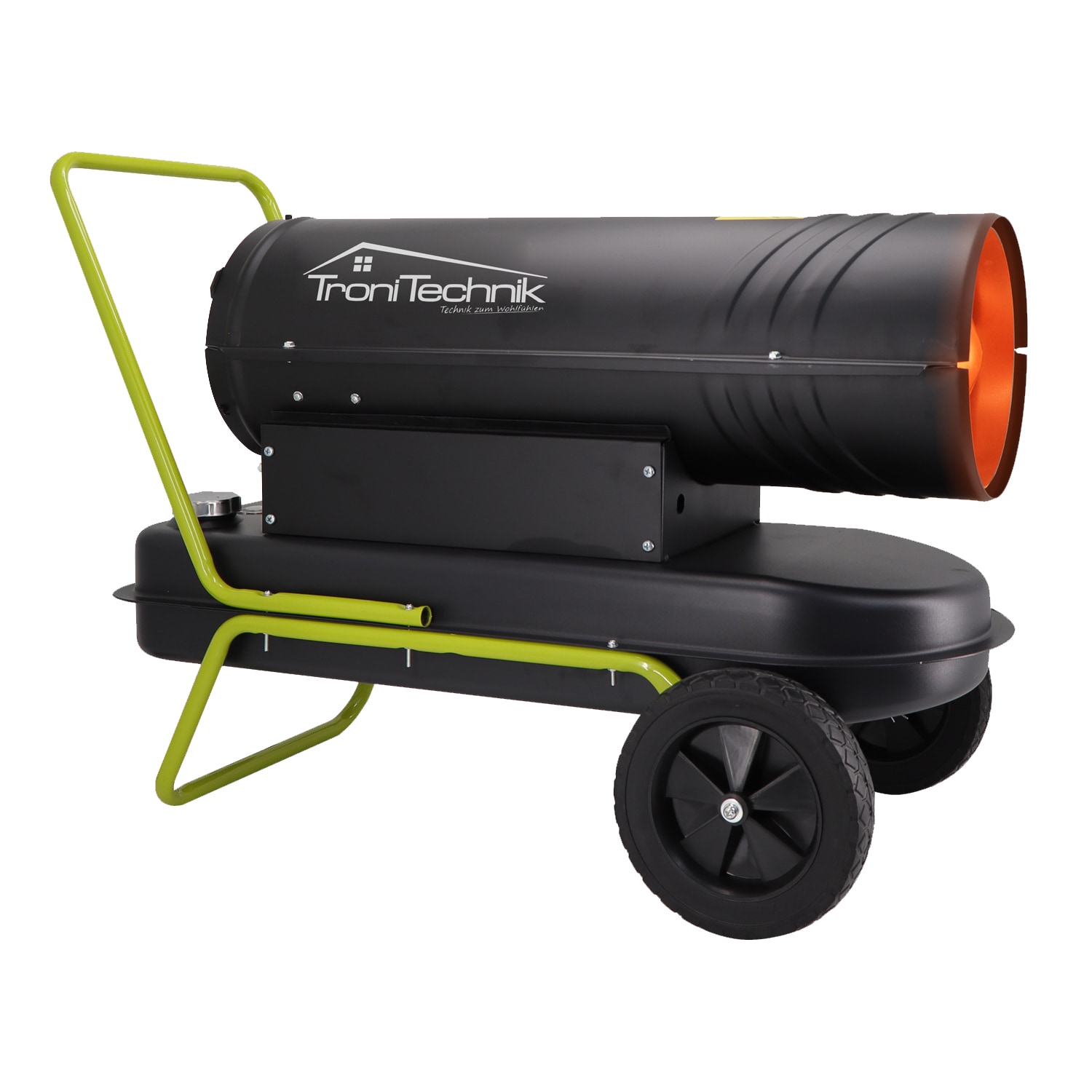 TroniTechnik&reg; TT-HK-242 Heizkanone Dieselkanone Heizl&uuml;fter 20kW mit Handgriff, Rohrrahmen und R&auml;dern, Bauheizer,19l Tank - Bild 1