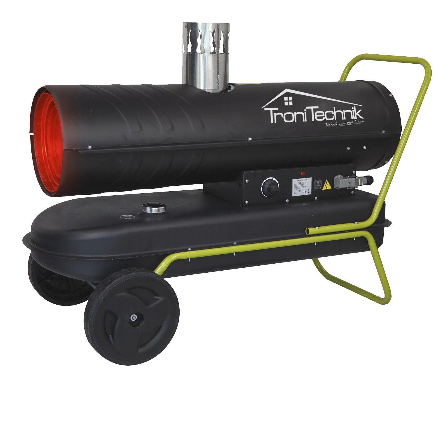 TroniTechnik&reg; TT-HK-245 Heizkanone Dieselkanone Heizl&uuml;fter 30kW mit Handgriff, Rohrrahmen, R&auml;dern und Abluftauslass - Bild 1