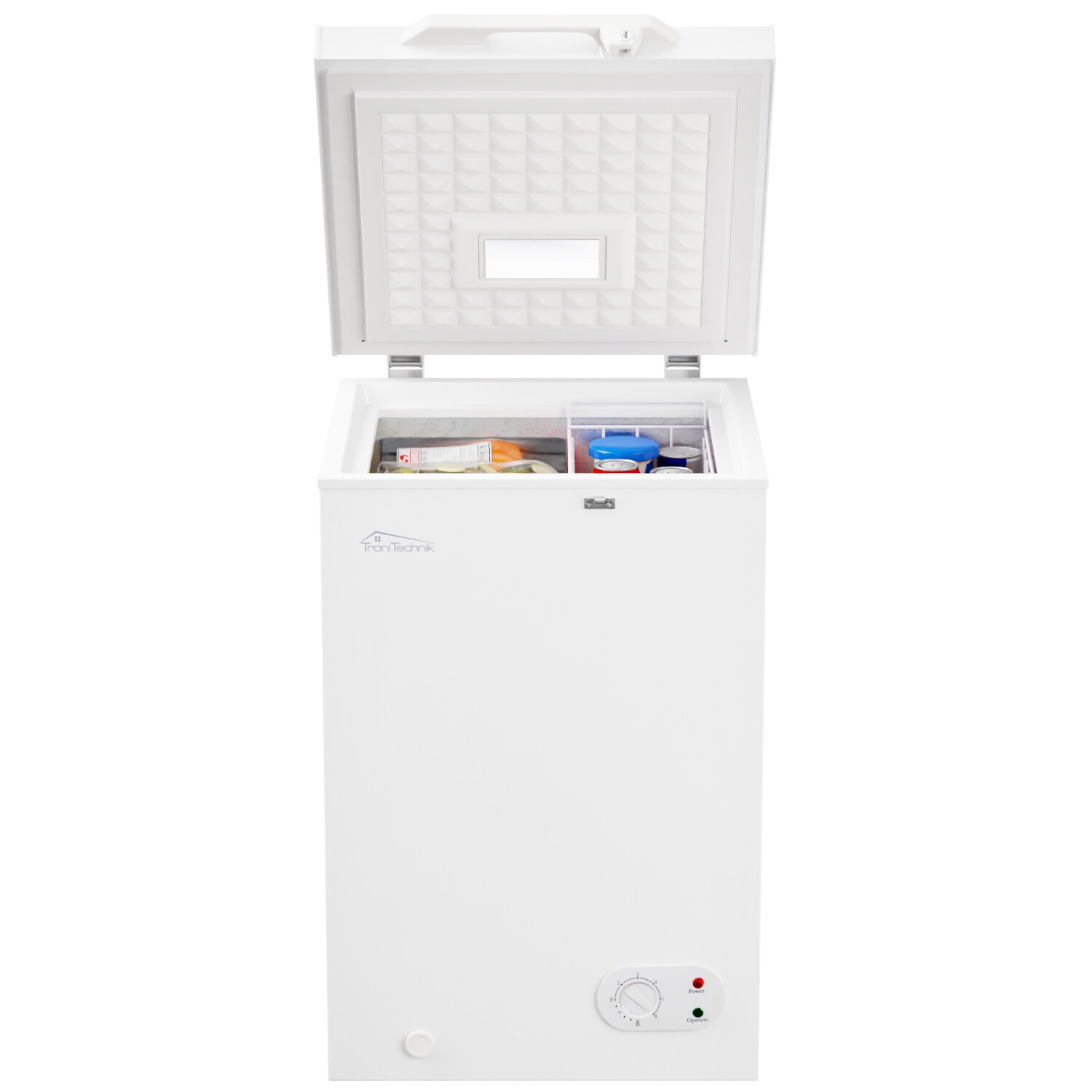 TroniTechnik® Gefriertruhe Kühltruhe BORGAR PRO mit 2in1 Gefrier- und Kühlfunktion 110 Liter, 169kwh/Jahr LED-Licht