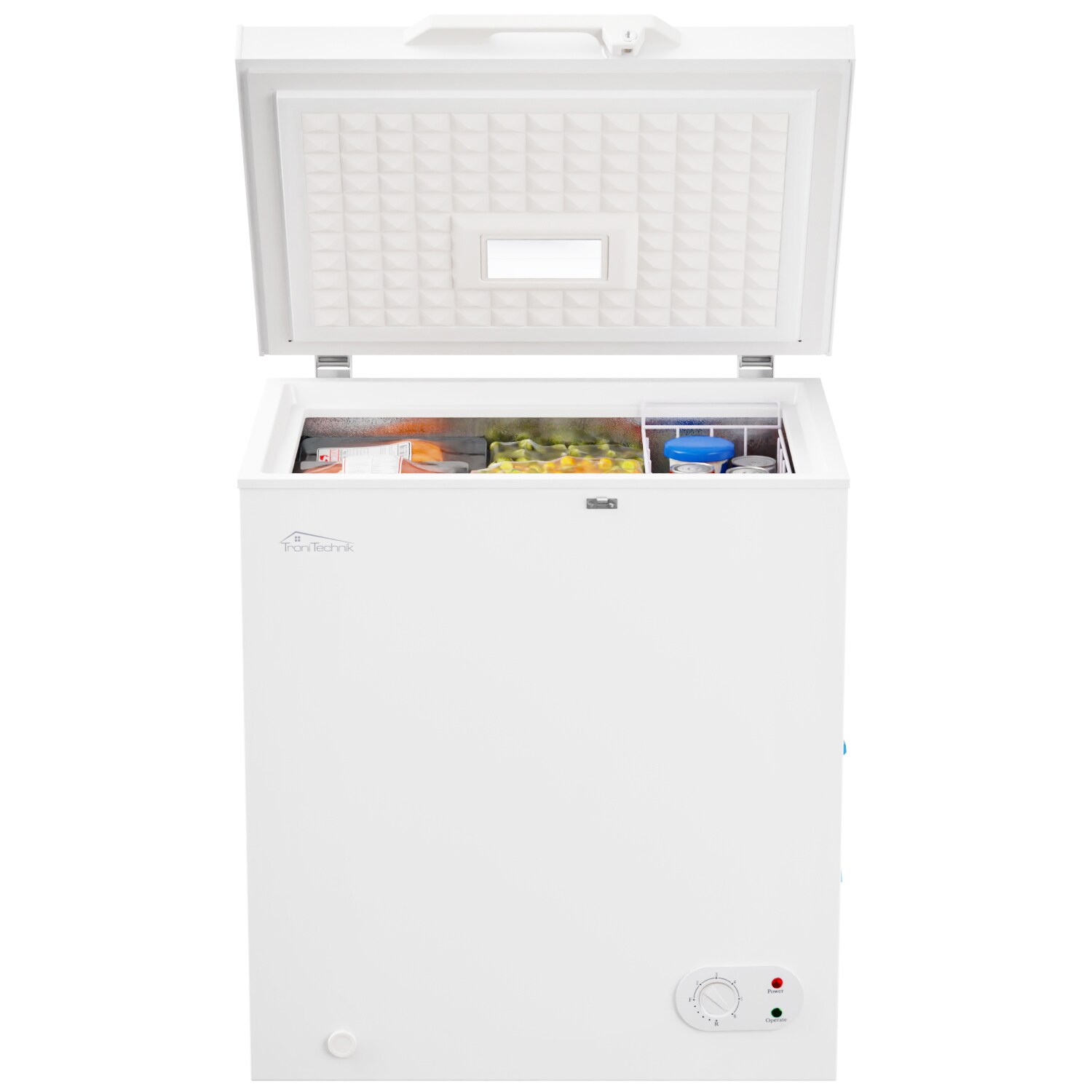 TroniTechnik® Gefriertruhe Kühltruhe BORGAR PRO mit 2in1 Gefrier- und Kühlfunktion 160 Liter, 184kwh/Jahr, LED, Griff