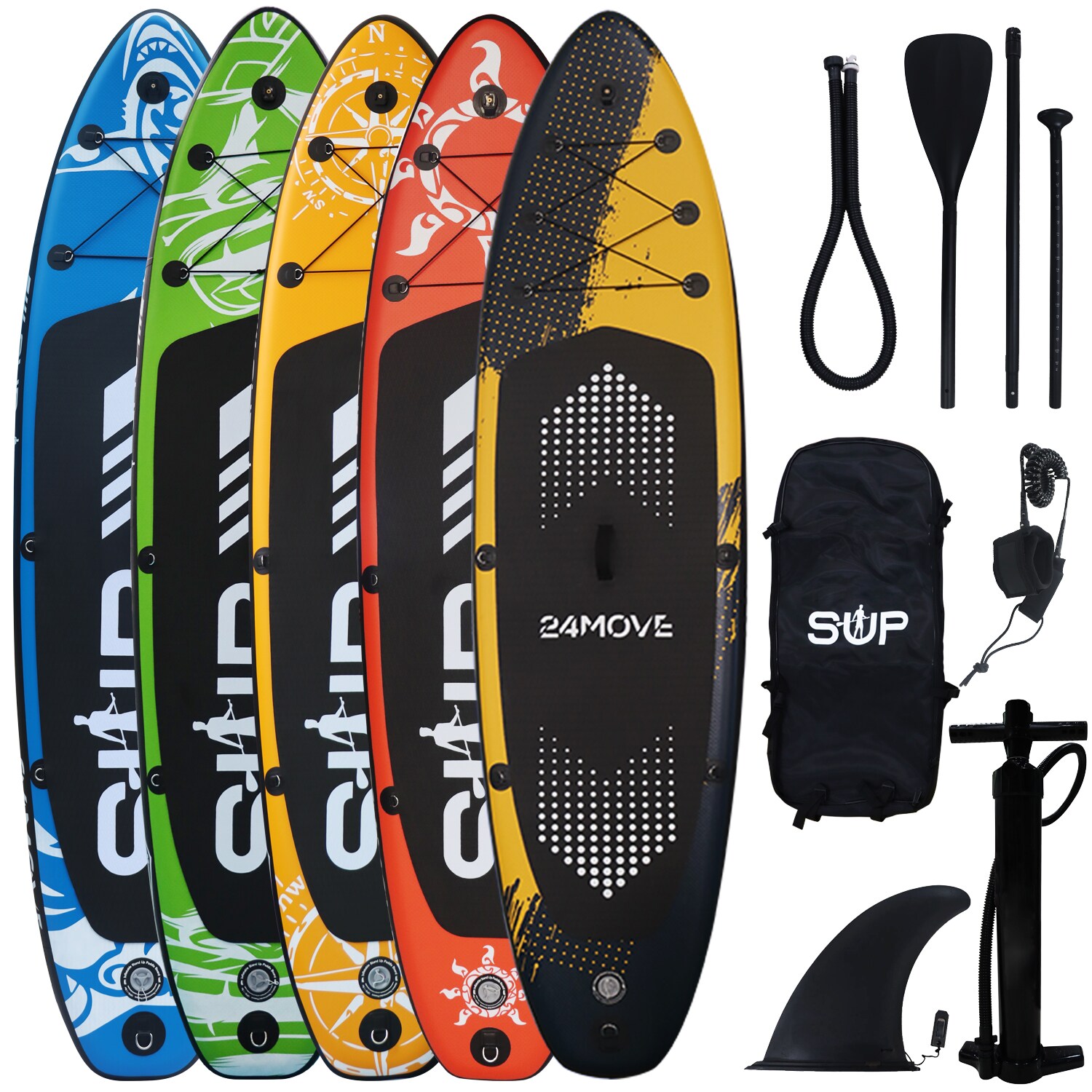 24MOVE® Standup Paddle Board SUP, inkl. umfangreichem Zubehör, Paddel und Hochdruckpumpe, SPECIAL FORCE, 320x80x15cm | 04099799000045