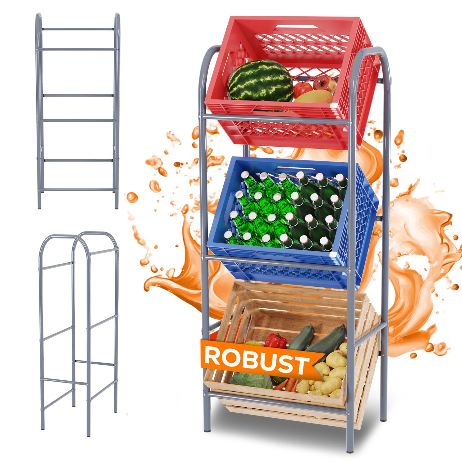 TroniTechnik&reg; Getr&auml;nkekistenregal 3 Kisten Kistenregal 3 K&auml;sten Bierkastenst&auml;nder Getr&auml;nkest&auml;nder mit Wandhalterung - Bild 1