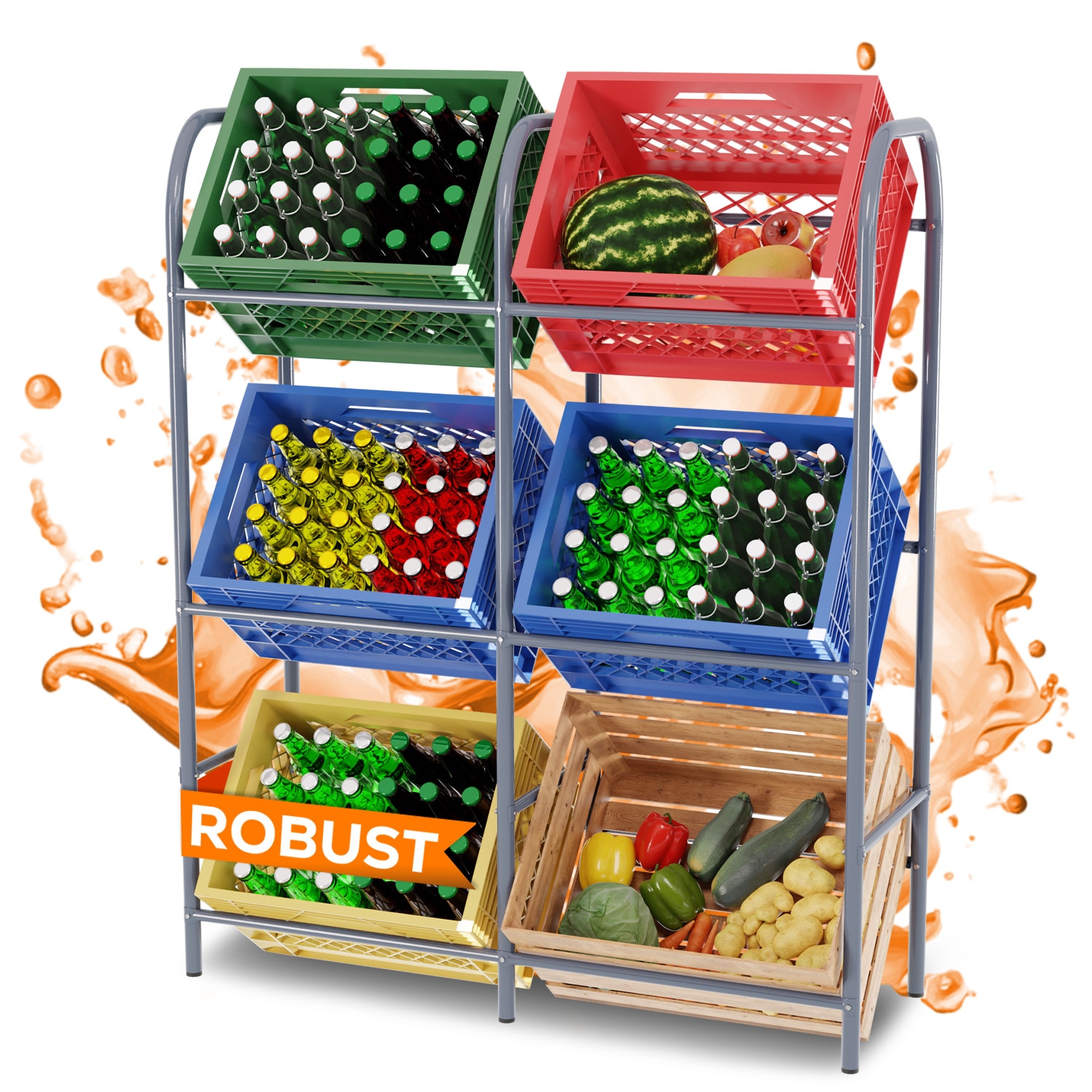 TroniTechnik&reg; Getr&auml;nkekistenregal Getr&auml;nkeregal Kistenregal Metall Regal 6 K&auml;sten TT-GK 02, Bierkastenst&auml;nder Kistenst&auml;nder - Bild 1
