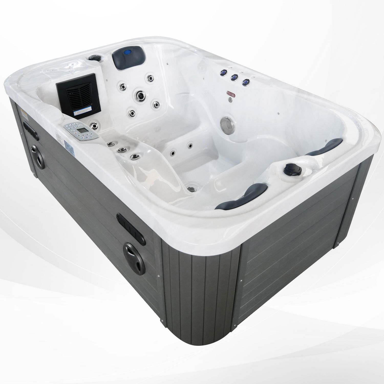 TroniTechnik&reg; Outdoor Whirlpool Spa TINO Wei&szlig; Silber Marmoriert 195cm x 127cm mit Heizung, inkl. Thermoabdeckung, Spa - Bild 1