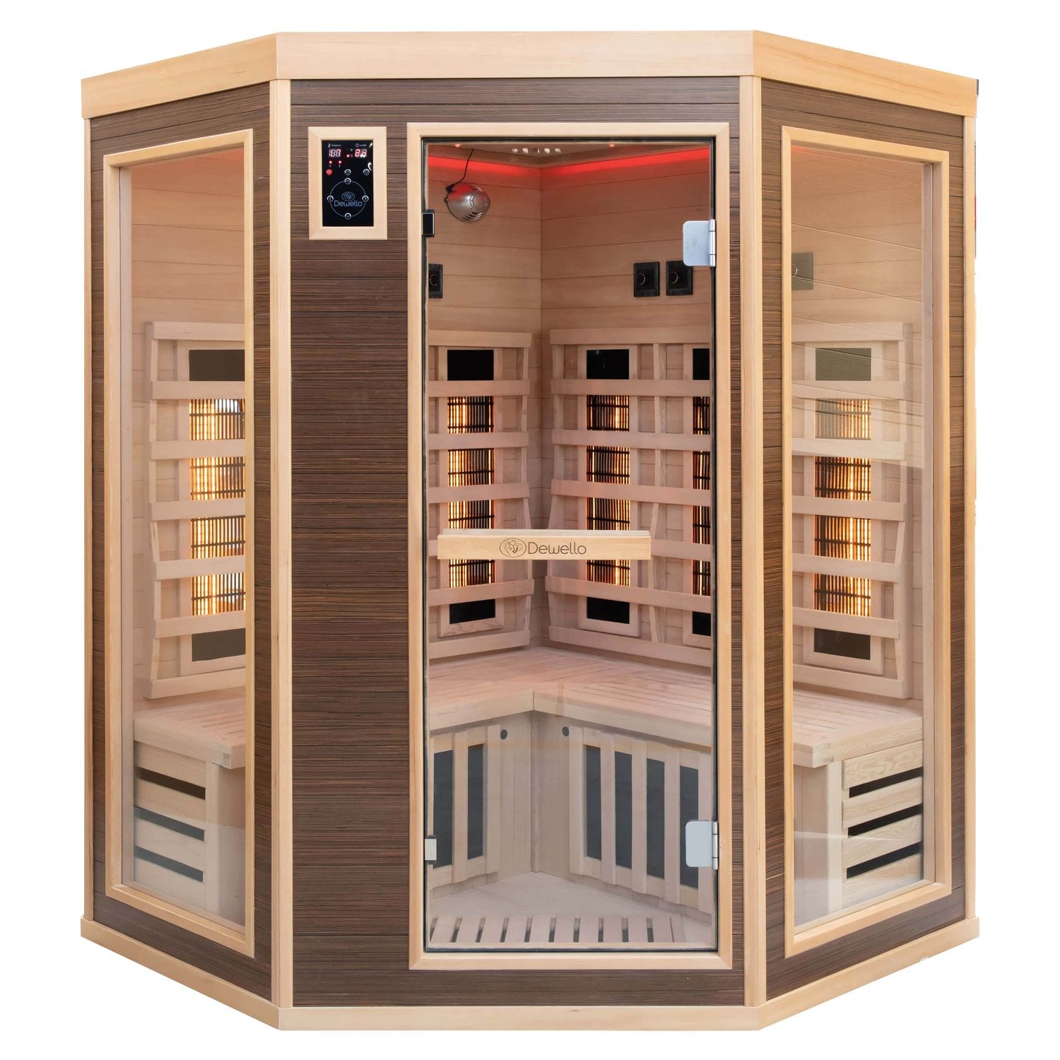Dewello® Infrarotkabine Infrarotsauna MONTREAL 140cm x 140cm inkl. 6 Vollspektrumstrahler, 3 Karbonstrahler, Farblicht online kaufen bei Netto