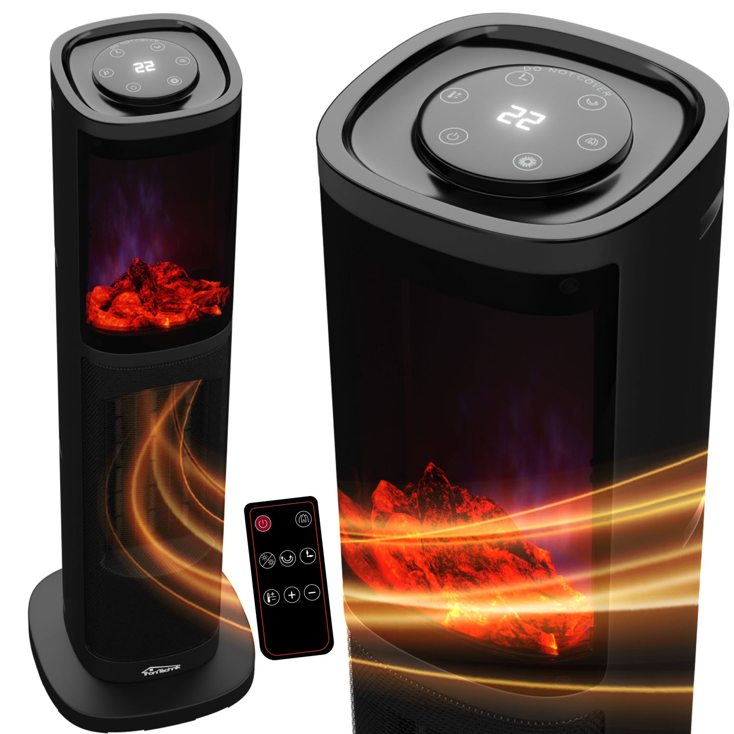 TroniTechnik&reg; Turmheizer mit Keramikelement,Heizger&auml;t mit simulierten Flammeneffekt,2000 W,W&auml;rmestrahler mit PTC Keramik - Bild 1