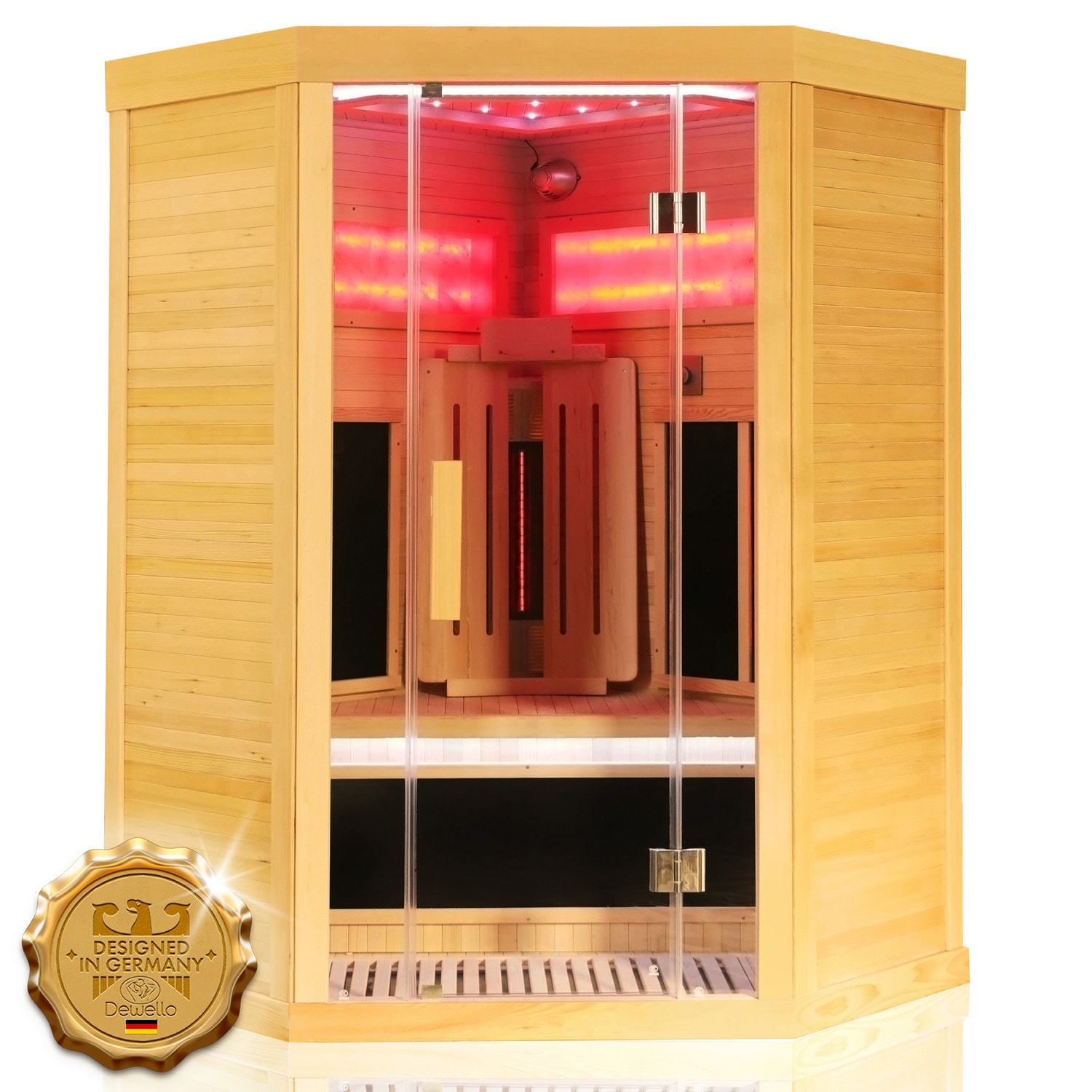 Dewello&reg; Infrarotkabine Infrarotsauna SALTCOATS 120cm x 120cm inkl. 3 Vollspektrumstrahler, 4 Karbonstrahler, 2 Personen - Bild 1
