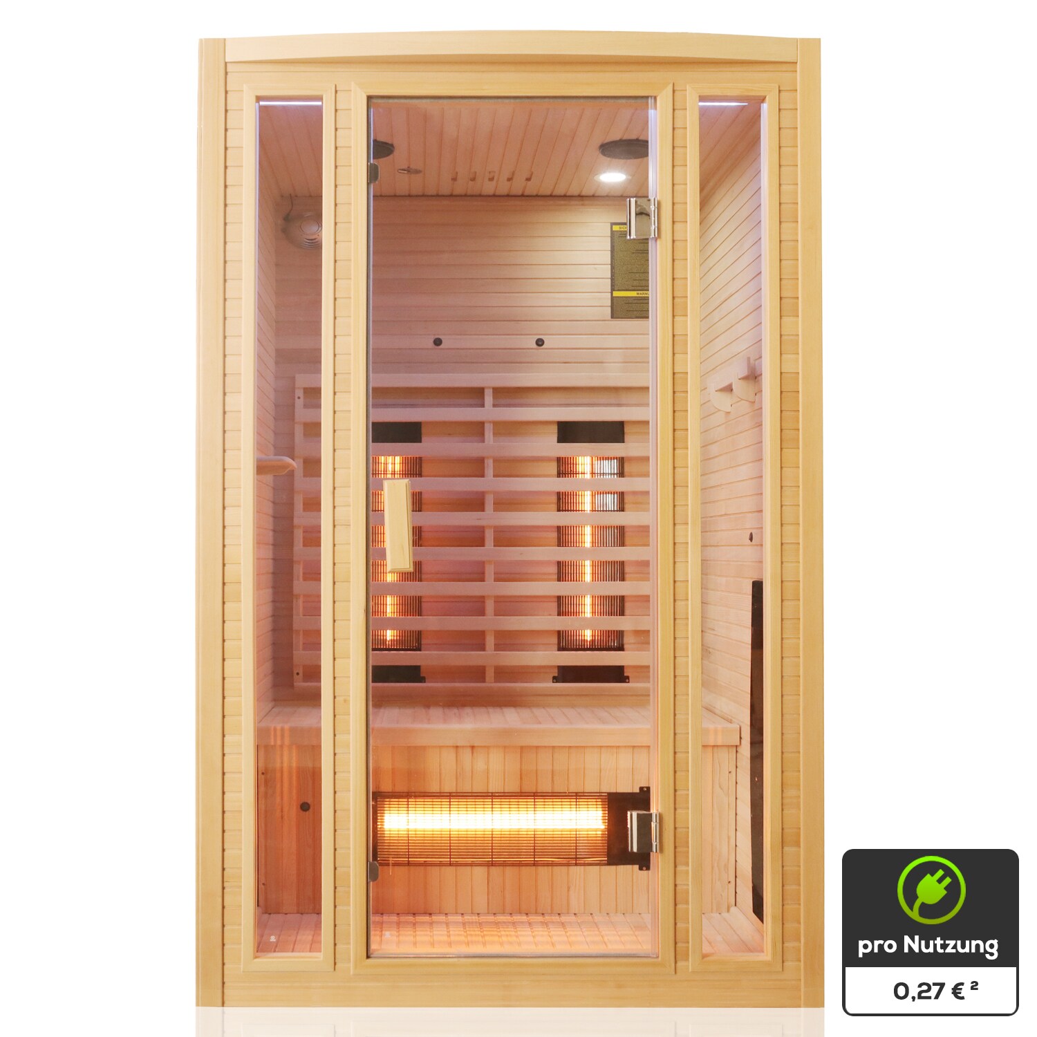 Tronitechnik&reg; Infrarotkabine Infrarotsauna MANILA 120cm x 100cm inkl. 5 Vollspektrumstrahler, 2 Personen, LED, Hemlock - Bild 1