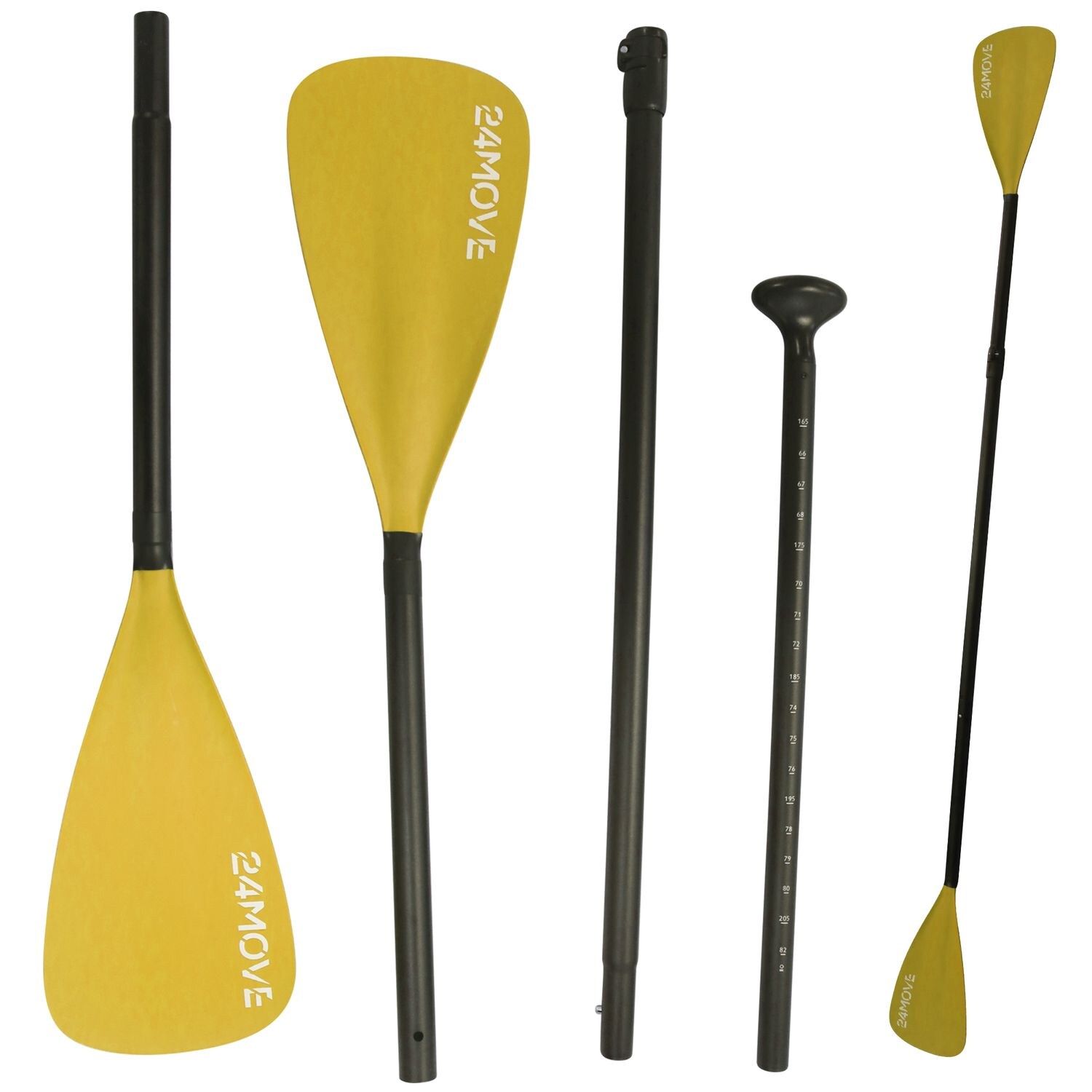 24MOVE® Paddel Doppelpaddel 2 in 1 Teleskoppaddel Stechpaddel für SUP Stand Up Board , Kajak, Aluminium 230cm, Orange