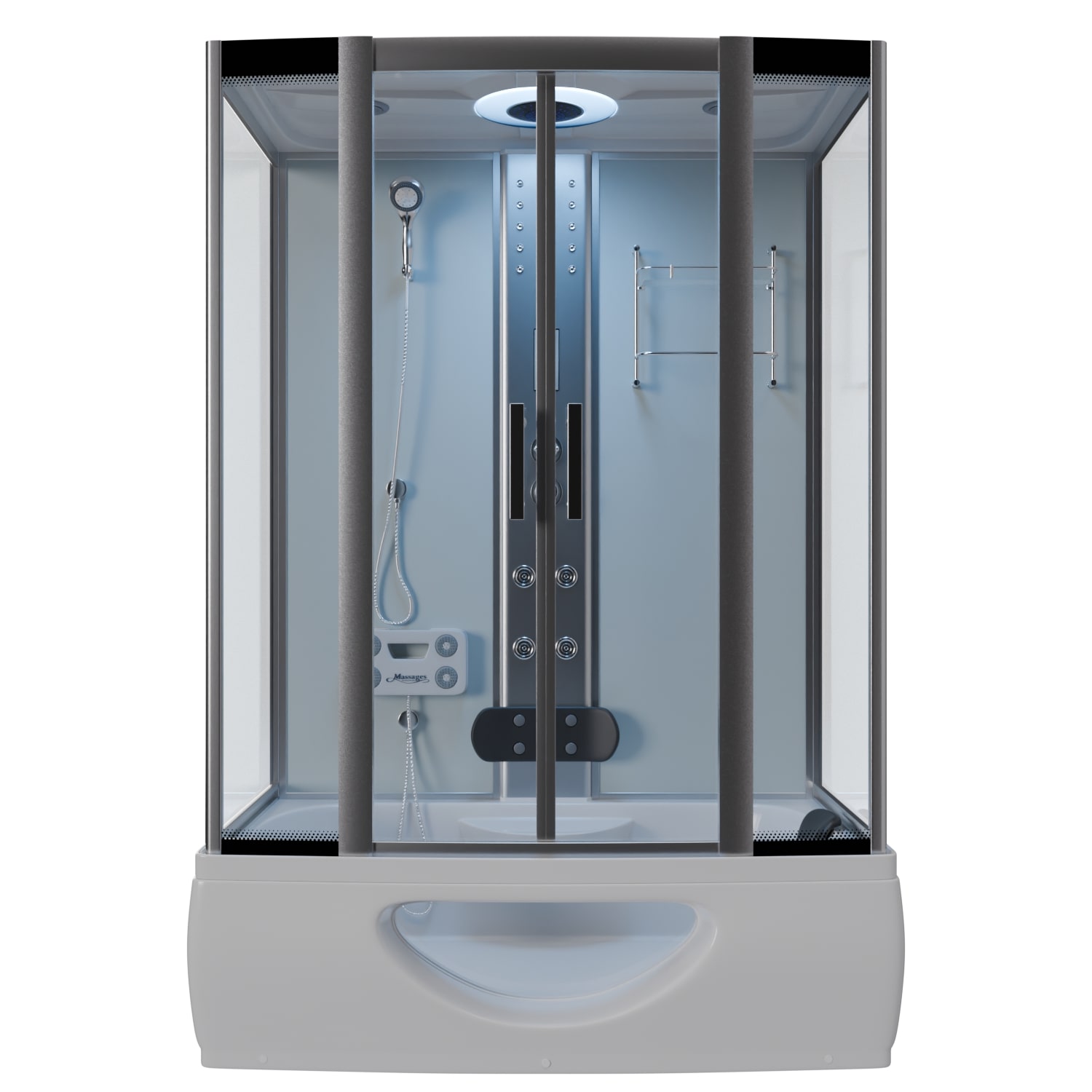 TroniTechnik&reg; Duschtempel Dusche IKARIA 135x80x220cm Komplettdusche Fertigdusche mit Wanne, Duschkabine mit Badewanne, freistehend, inkl. Zubeh&ouml;r, Regendusche, Massage - Bild 1