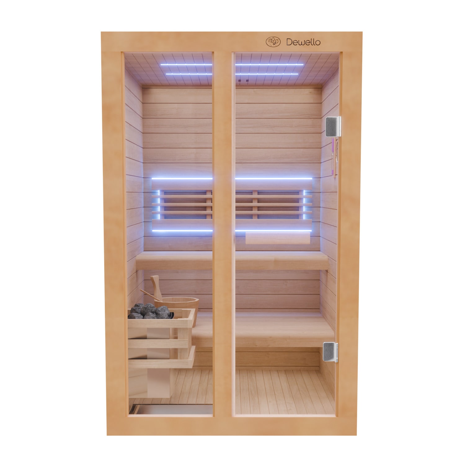 Dewello Finnische Sauna TOFINO 120x140cm Kabine aus Hemlock Tannenholz mit 3,5 kW Harvia Ofen, inkl Sauna Set online kaufen bei Netto