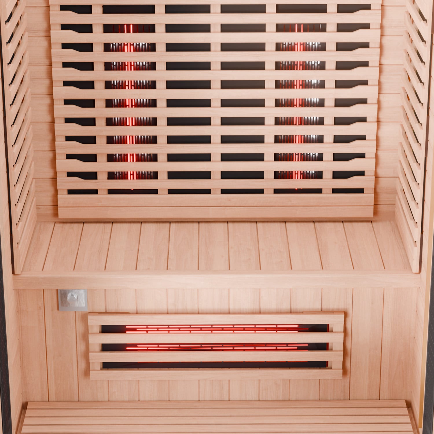 Dewello® Infrarotkabine KENORA 130x105cm, 1-2 Personen, aus Hemlockholz, Dual Therm, mit Salzsteinoptik