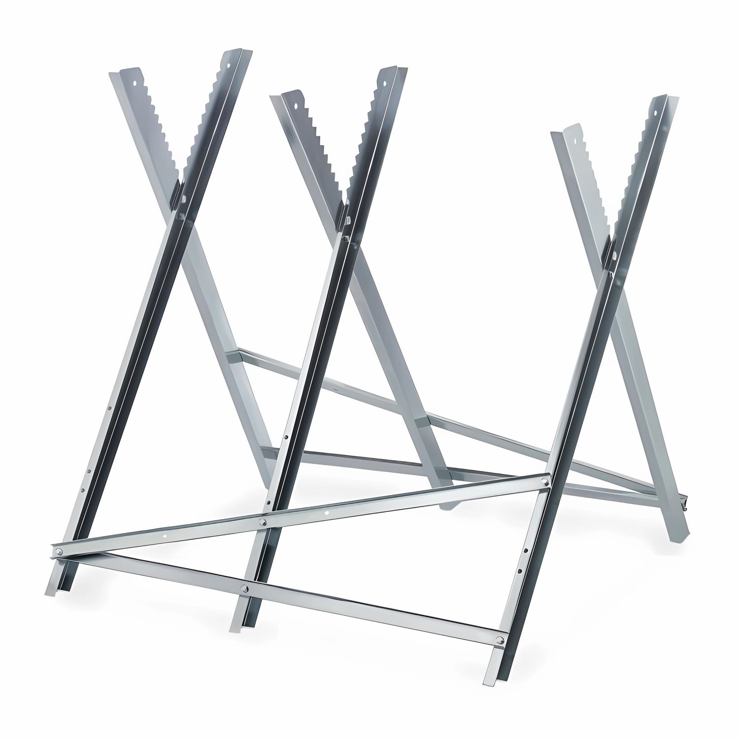 GARMIO&reg; S&auml;gebock Holzs&auml;gebock klappbar, silber 150kg, verzinkt zusammenklappbarer Haltebock 4-fach,Extra robust - Bild 1