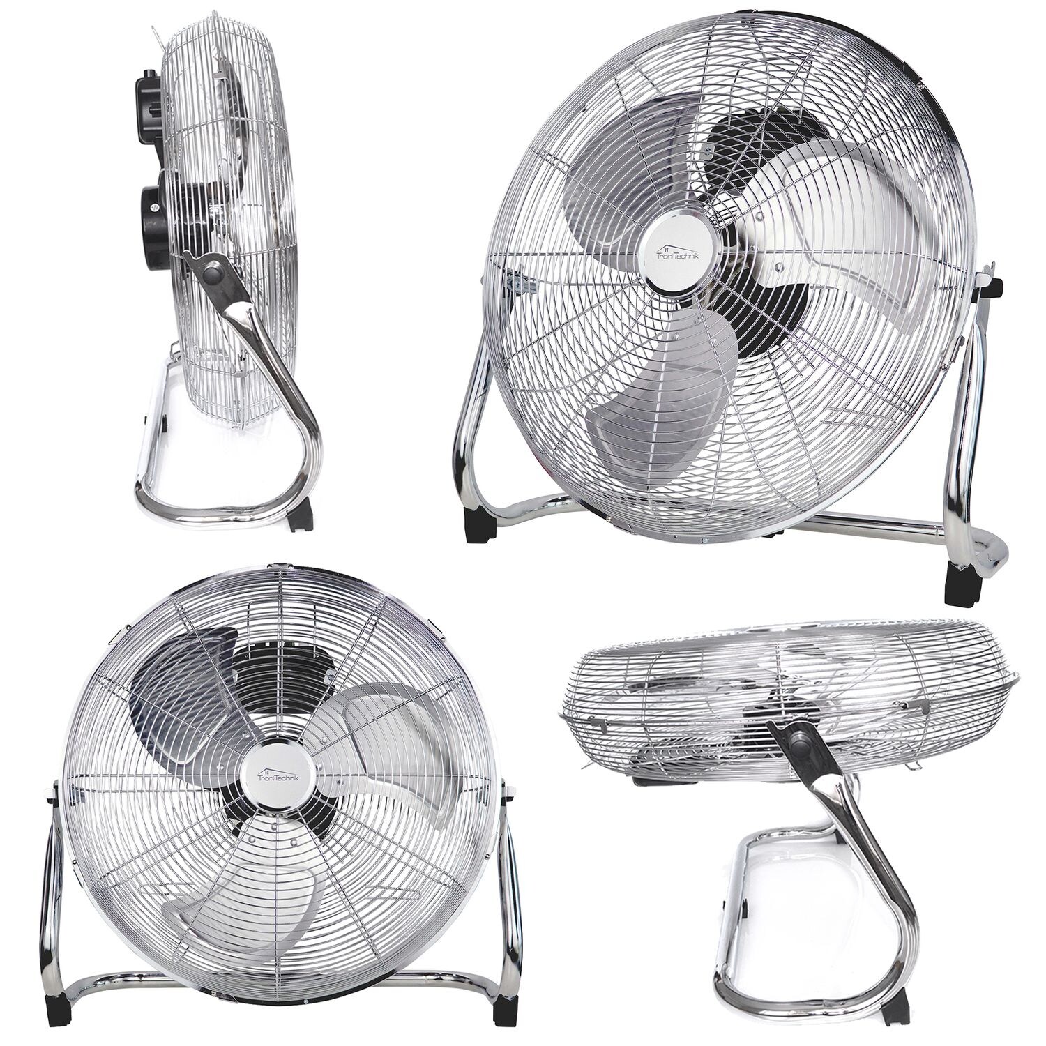 TroniTechnik® Bodenventilator Windmaschine mit drei Geschwindigkeitsstufen 100W, verstellbar ?45cm