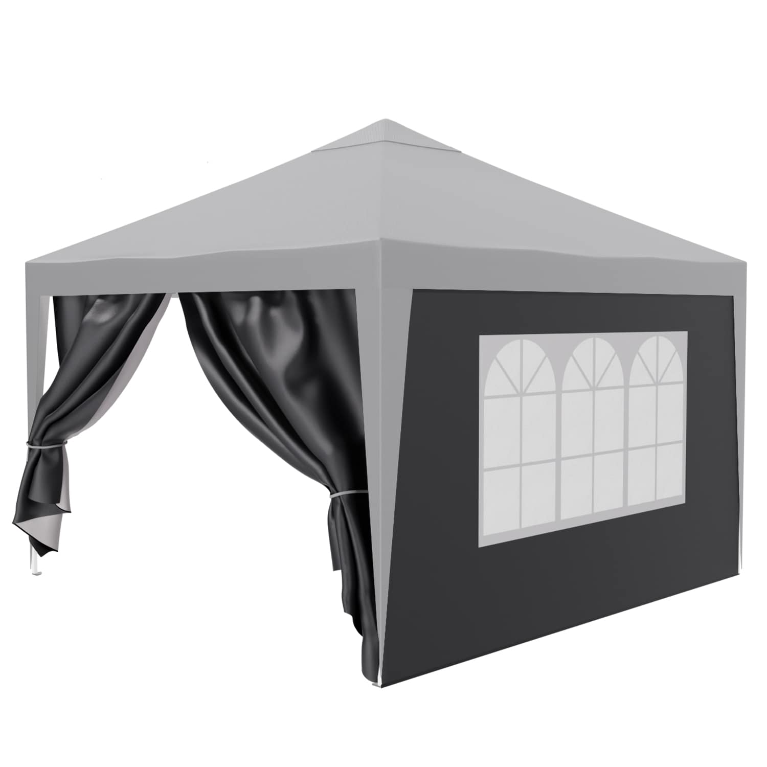 24MOVE&reg; Pavillon Seitenteile 2er Set 2x3m mit Fenster & Reissverschluss, wasserdicht, grau - f&uuml;r Partyzelt, Festzelt, Festivals - Bild 1