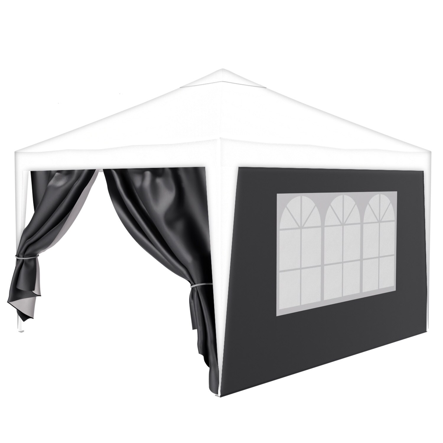 24MOVE® Pavillon Seitenteile 2er Set 2x3m mit Fenster & Reissverschluss, wasserdicht, grau - für Partyzelt, Festzelt, Festivals