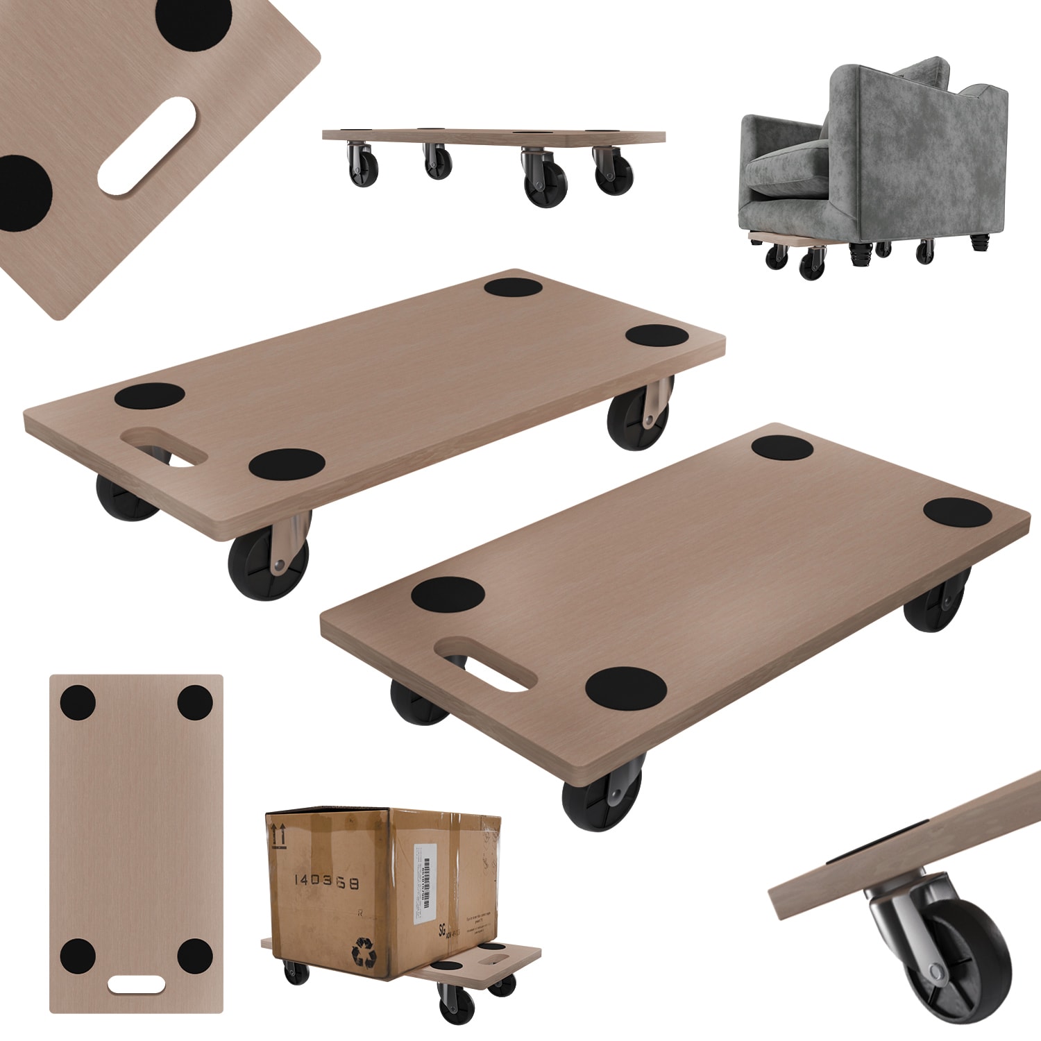 TroniTechnik&reg; Rollbrett TT-RB 02 SET (2 St&uuml;ck) Transportroller rutschfest je 200 kg Tragf&auml;higkeit,M&ouml;bel Transporthilfe f&uuml;r Umzug | Transport Rollbrett f&uuml;r Umzug & Werkst&auml;tten - Bild 1