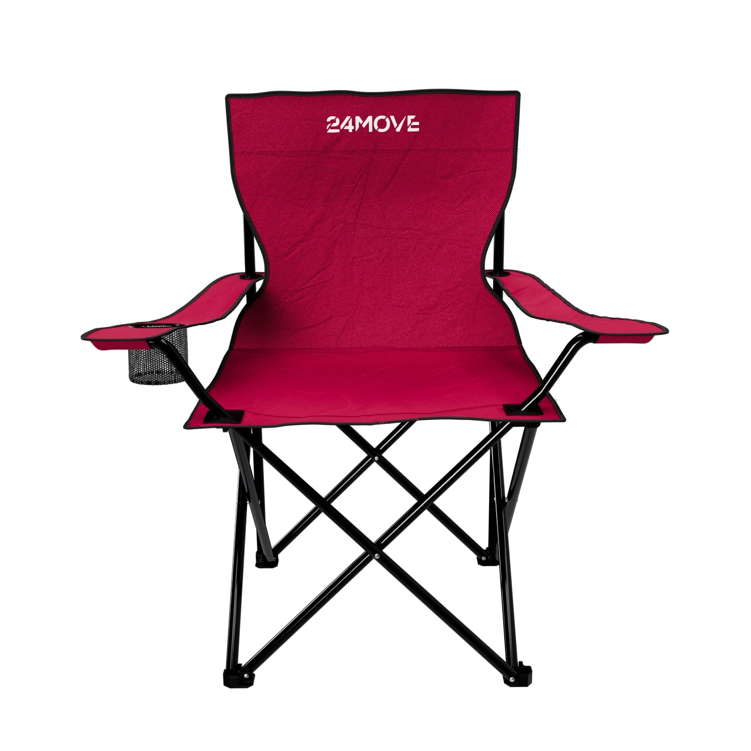 24MOVE&reg; Campingstuhl Faltstuhl, schwarz, mit Getr&auml;nkehalter und Tragetasche Outdoor, faltbar max. 100kg, Angerstuhl, Klappstuhl - Bild 1