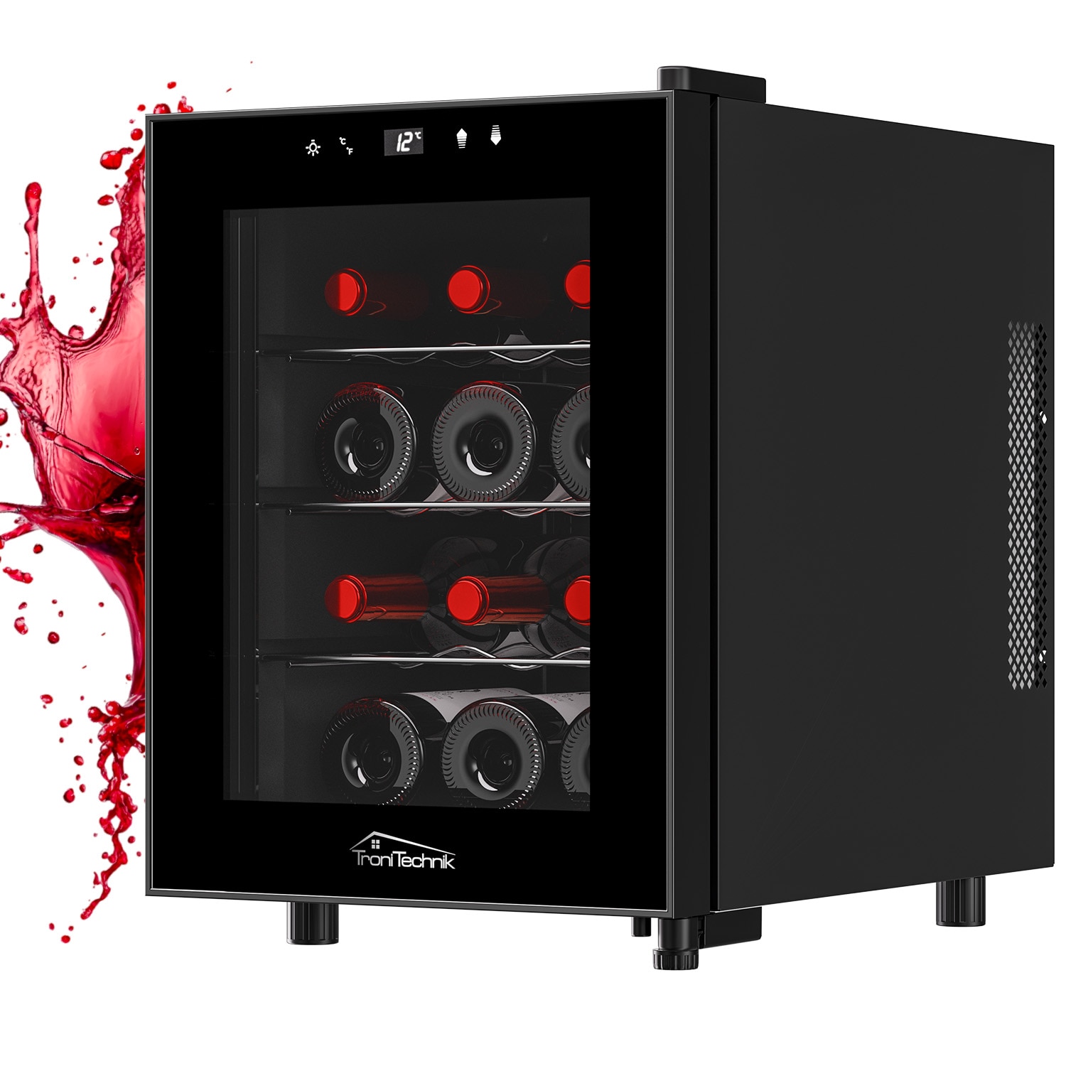 TroniTechnik&reg; Weink&uuml;hlschrank Bordeaux, Getr&auml;nkek&uuml;hlschrank, Minibar Weink&uuml;hler, 31 Liter, 12 Flaschen - Bild 1