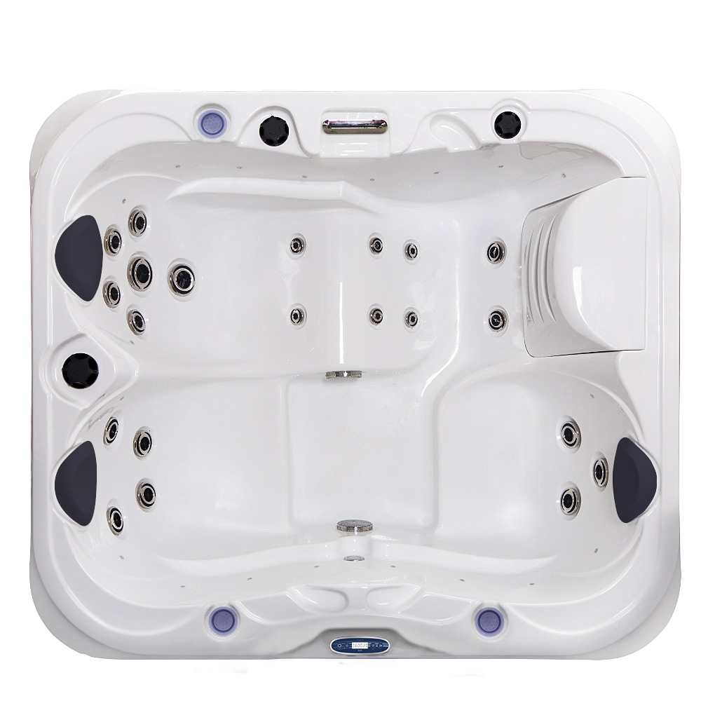 Tronitechnik&reg; Outdoor Whirlpool NISIDA mit Thermoabdeckung 3 Pl&auml;tze, 21 D&uuml;sen, 3-PS-Pumpe, LED-Beleuchtung, Farblichttherapie, Heizung, Wasserfall, vormontiert - Bild 1