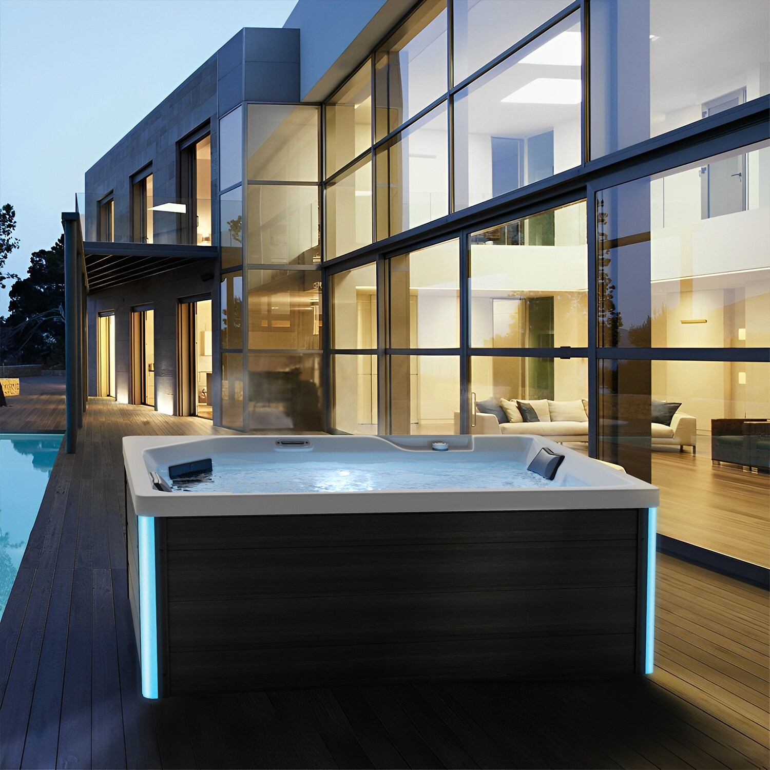 TroniTechnik® Outdoor Whirlpool Spa GALERA 190cm x 130cm mit Heizung, Hydromassage, Farblicht