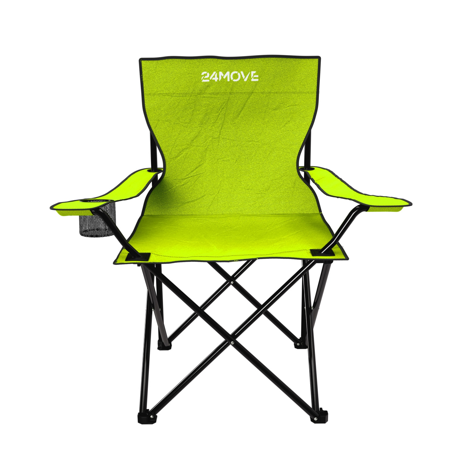 24MOVE&reg; Campingstuhl Faltstuhl, hellgr&uuml;n, mit Getr&auml;nkehalter und Tragetasche Outdoor, faltbar max. 100kg, Angerstuhl, Klappstuhl - Bild 1