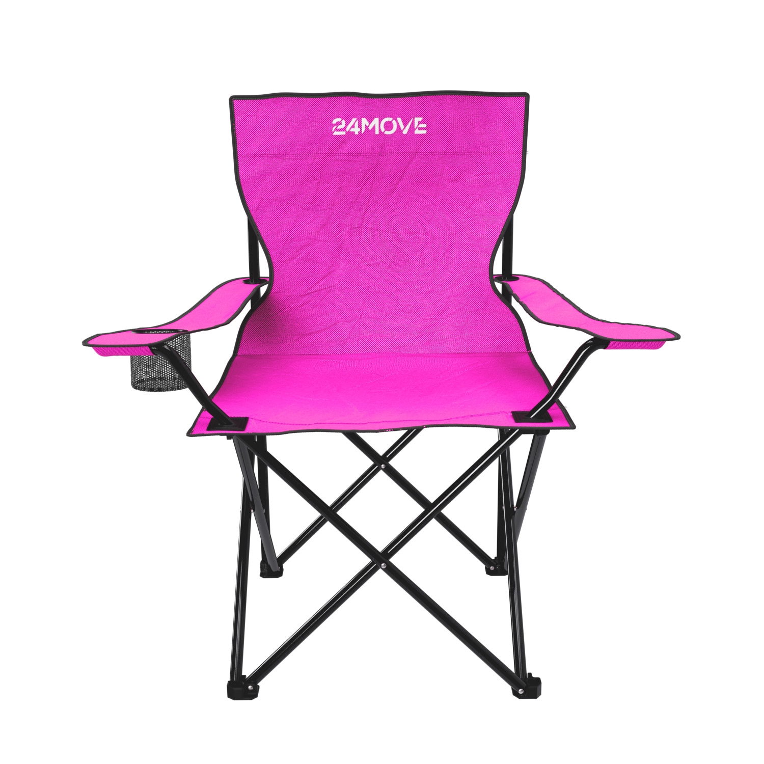 24MOVE&reg; Faltstuhl pink Campingstuhl Anglerstuhl mit Getr&auml;nkehalter - Anglersessel klappbar - Klappstuhl Gartenstuhl Faltstuhl Relaxsessel Campingsessel faltbar, Polyester, f&uuml;r drau&szlig;en oder drinnen - Bild 1