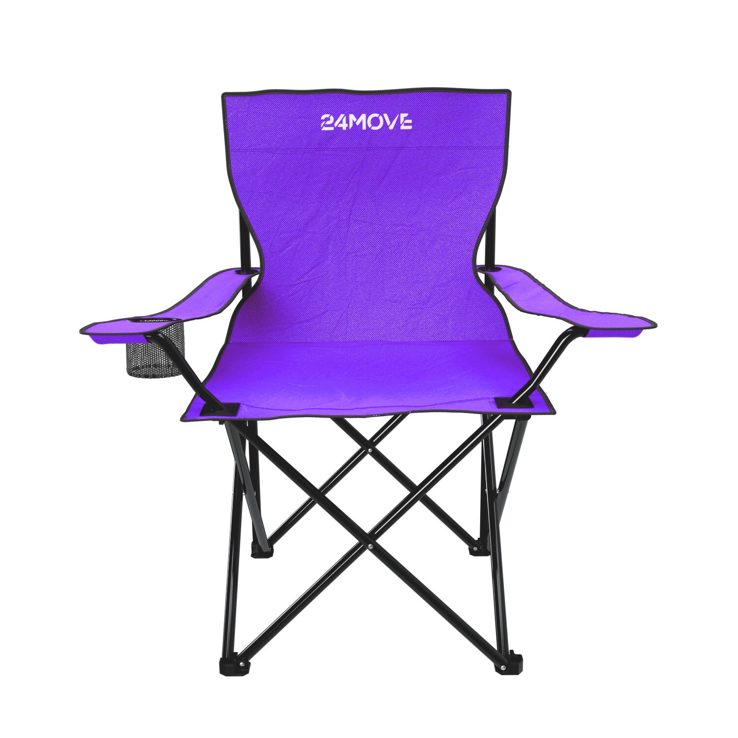 24MOVE&reg; Faltstuhl lila Campingstuhl Anglerstuhl mit Getr&auml;nkehalter - Anglersessel klappbar - Klappstuhl Gartenstuhl Faltstuhl Relaxsessel Campingsessel faltbar, Polyester, f&uuml;r drau&szlig;en oder drinnen - Bild 1