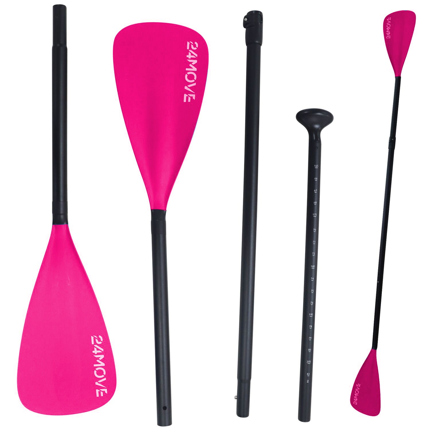 24MOVE® Paddel Doppelpaddel 2 in 1 Teleskoppaddel Stechpaddel für SUP Stand Up Board , Kajak, Leicht aus Aluminium 230cm, verstellbar | 04099799000717
