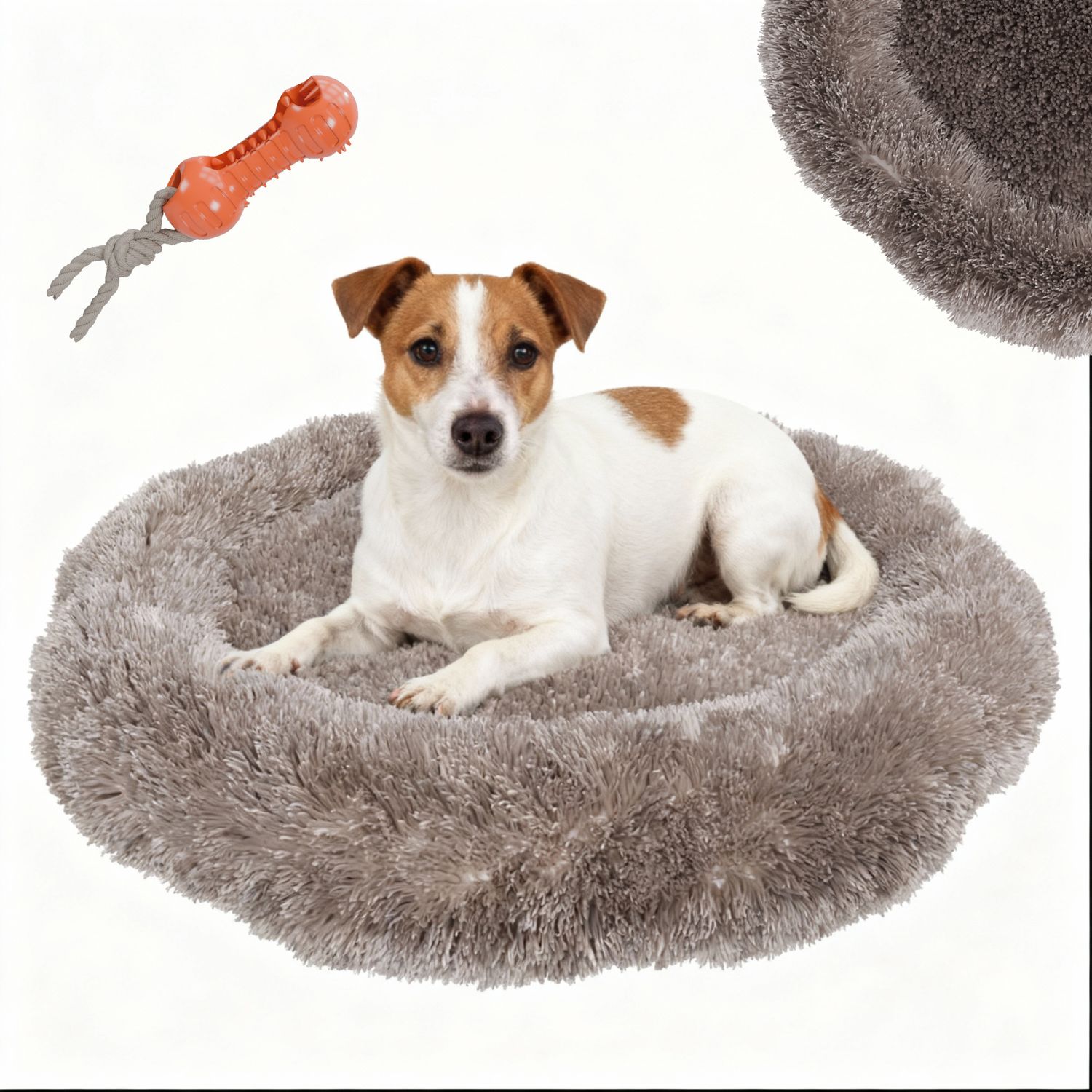 BENNO&reg; Hundebett BALU Donut 60x60x16 cm, waschbar, rutschfest, Polyester, Polypropylen-F&uuml;llung, inkl. Kauknochen - Bild 1
