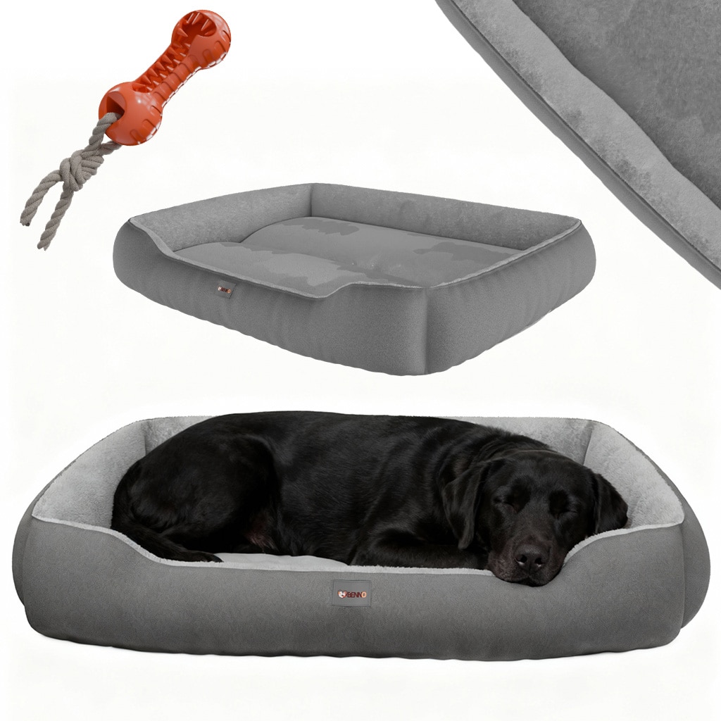 BENNO&reg; Hundebett SAMMY 95x75x18 cm, quadratisch, Polyester, maschinenwaschbar, rutschfest, inkl. Kauknochen - Bild 1
