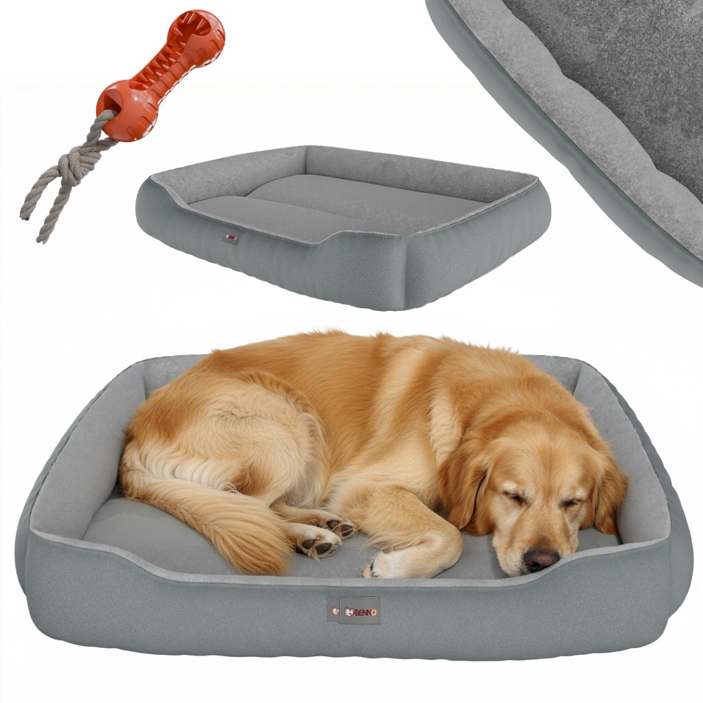 BENNO&reg; Hundebett SAMMY 95x75x18 cm, quadratisch, Polyester, maschinenwaschbar, rutschfest, inkl. Kauknochen - Bild 1