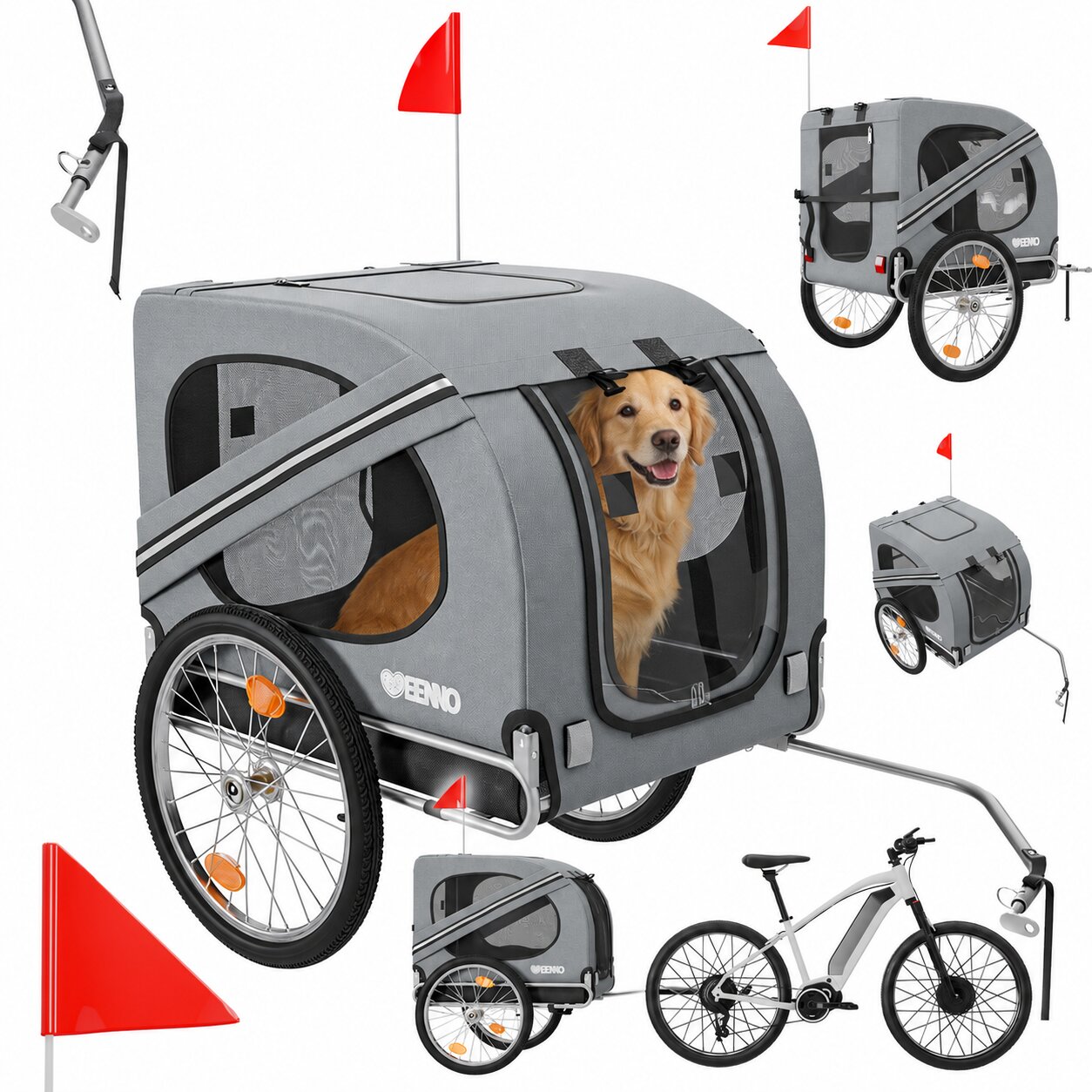 BENNO&reg; Hundefahrradanh&auml;nger LUNA Kleintierfahrradanh&auml;nger Buggy faltbar, grau - Bild 1