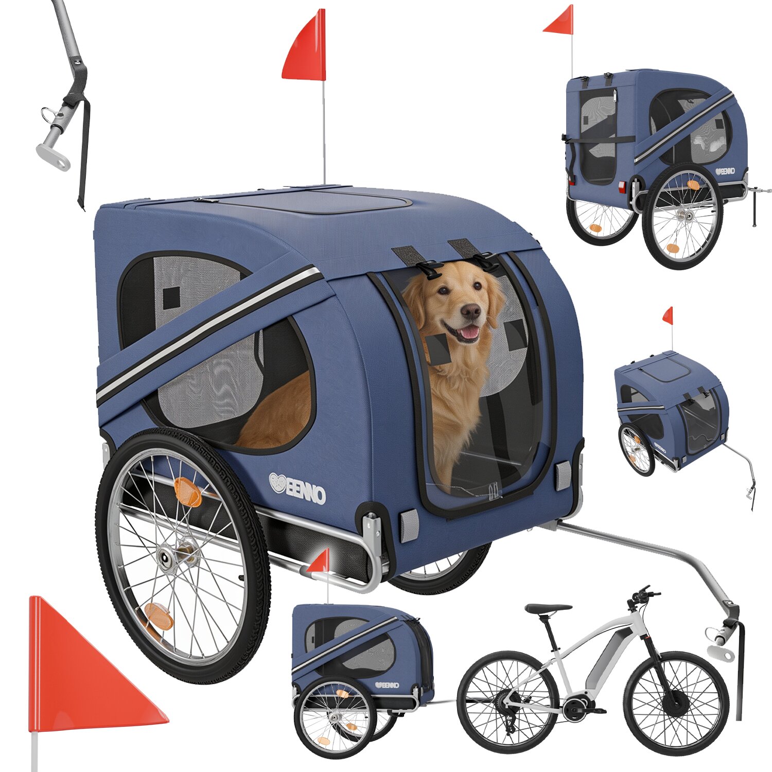 BENNO&reg; Hundefahrradanh&auml;nger LUNA Kleintierfahrradanh&auml;nger Buggy faltbar, blau - Bild 1