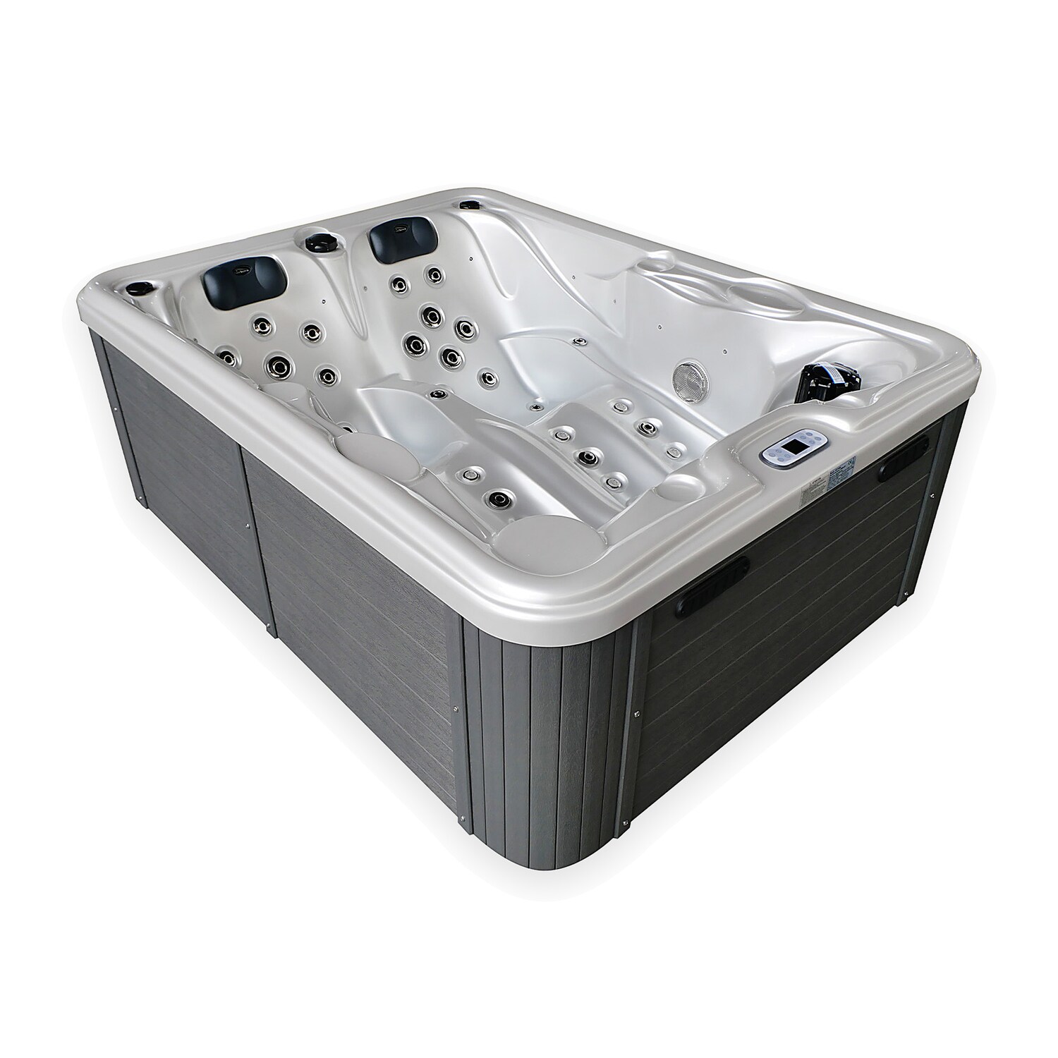 Tronitechnik® Outdoor Whirlpool, 2 Personen, aus Sanitäracryl, winterfest isoliert, Joyonway Spa inkl. Thermoabdeckung & Treppe