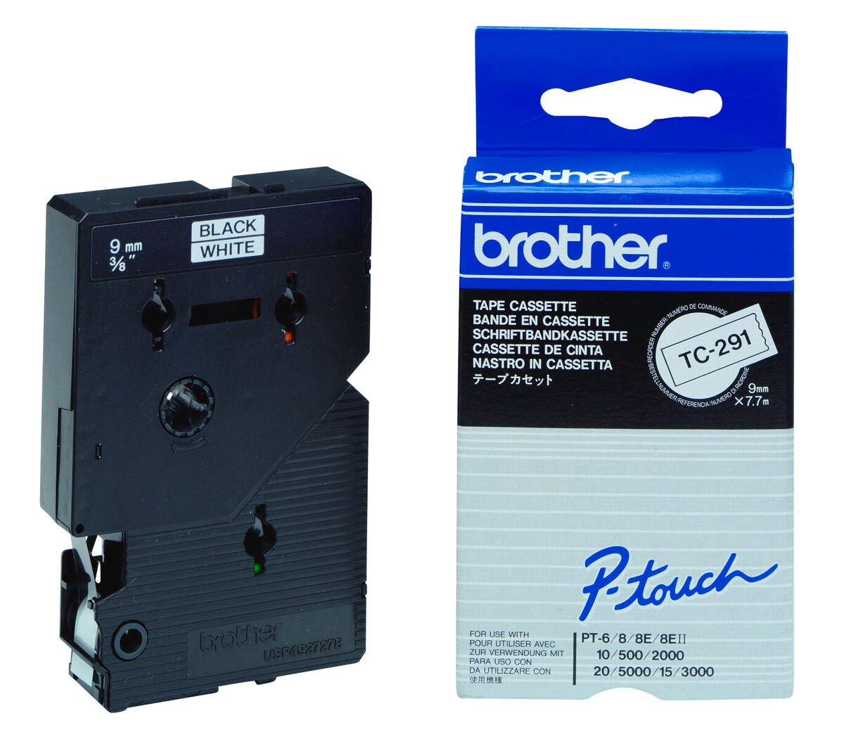 Schriftband TC-291 (lam.) Schwarz auf Wei&szlig; BxL 9mm x 7,7m - Bild 1