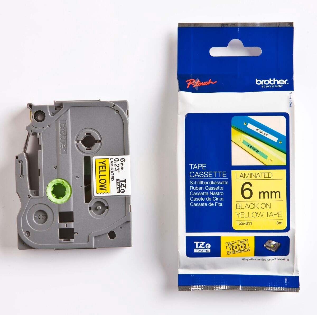 Schriftband TZe-661 (lam.) Schwarz auf Gelb BxL 36mm x 8m - Bild 1