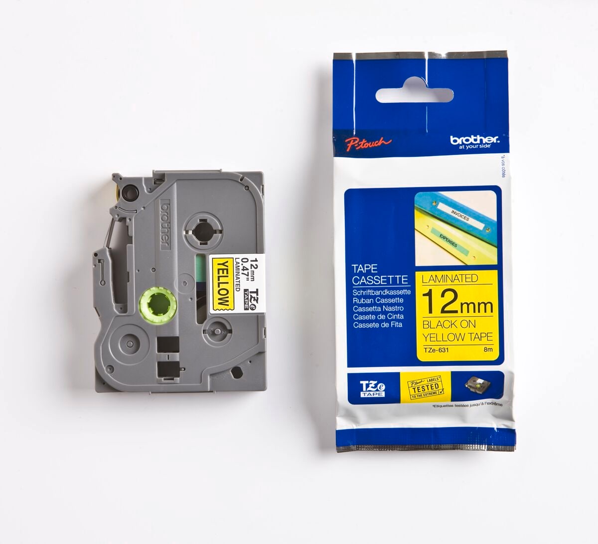 Schriftband TZe-631 (lam.) Schwarz auf Gelb BxL 12mm x 8m - Bild 1