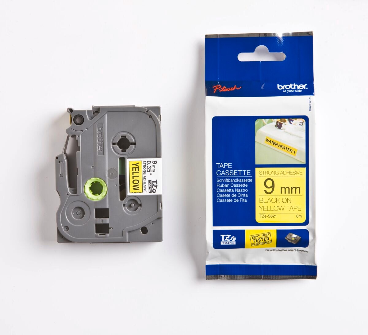 Schriftband TZe-S621 (lam.) Schwarz auf Gelb BxL 9mm x 8m - Bild 1