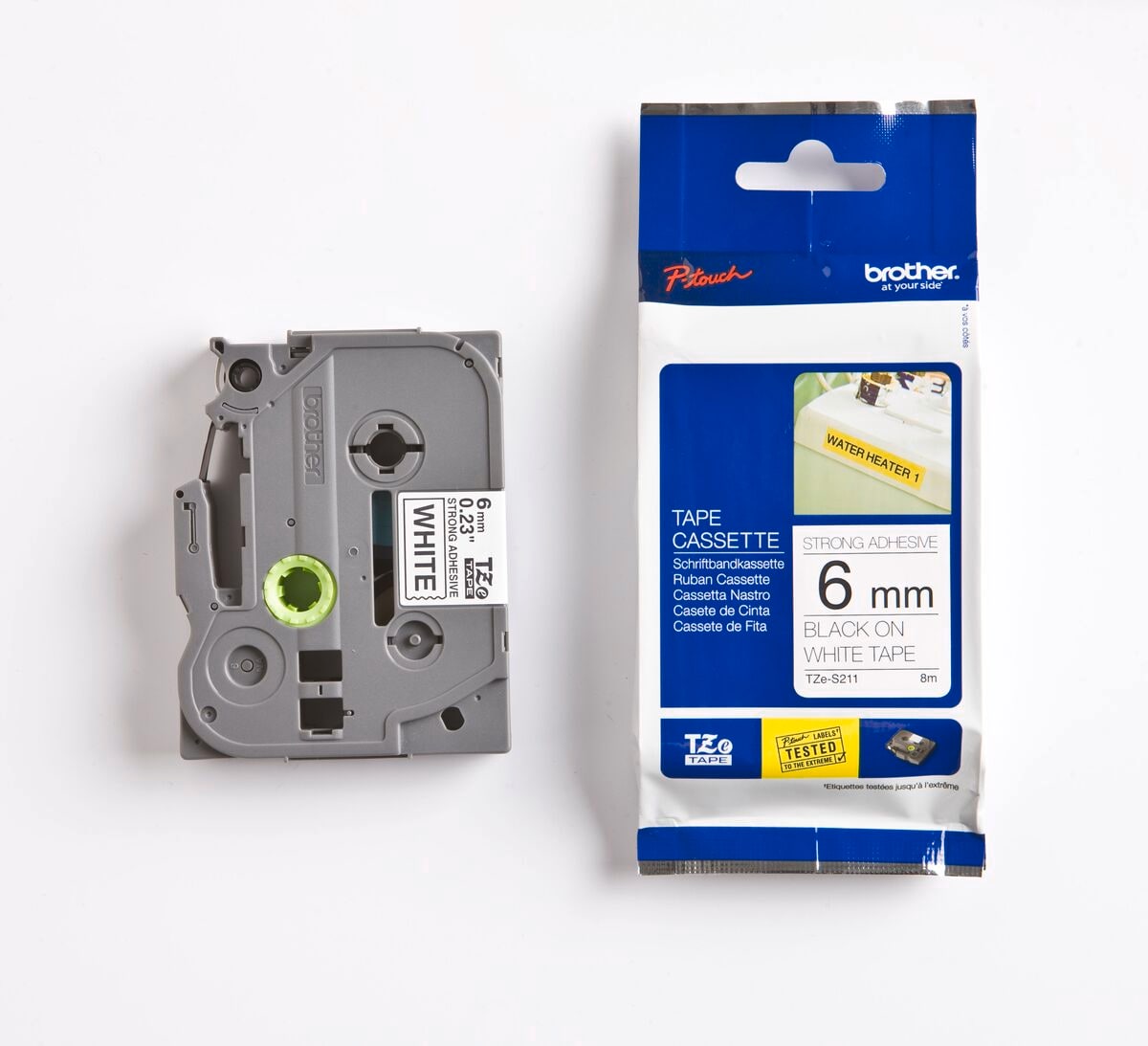 Schriftband TZe-S211 (lam.) Schwarz auf Wei&szlig; BxL 6mm x 8m - Bild 1