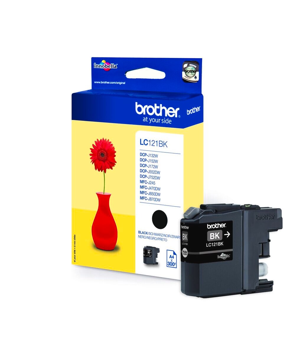 Brother Tintenpatrone LC-121BK Schwarz (ca. 300 Seiten) | 04977766723183