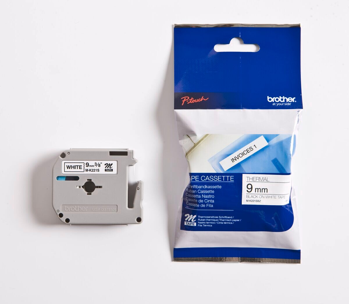 Schriftband M-K221S (nicht lam.) Schwarz auf Wei&szlig; 9mm x 4m - Bild 1